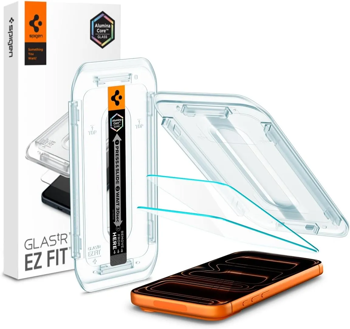 Spigen Glas.tR EZ Fit Schutzfolie kompatibel mit iPhone 17 Pro Max, iPhone 16 Pro Max, 2 Stück, Kratzfest, inklusive In…