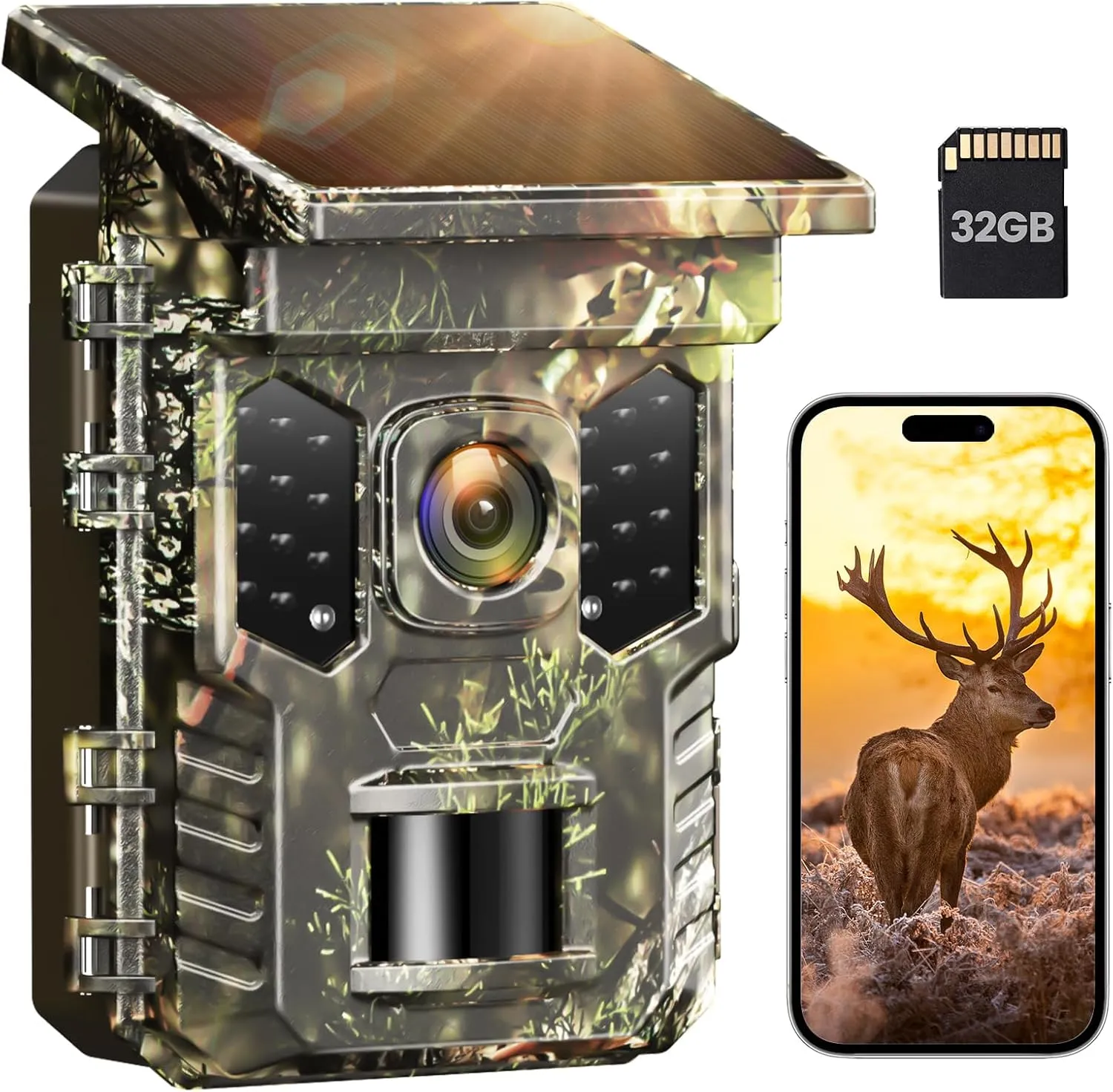 XTU Wildkamera mit Handyübertragung App,2.7K WLAN Wildtierkamera mit Bewegungsmelder Nachtsicht,Inklusive 32GB SD-Karte,IP66 Wasserdicht,Eingebauter 2600mAh Lithium-Akku Wiederaufladbar,0,2S Auslösen