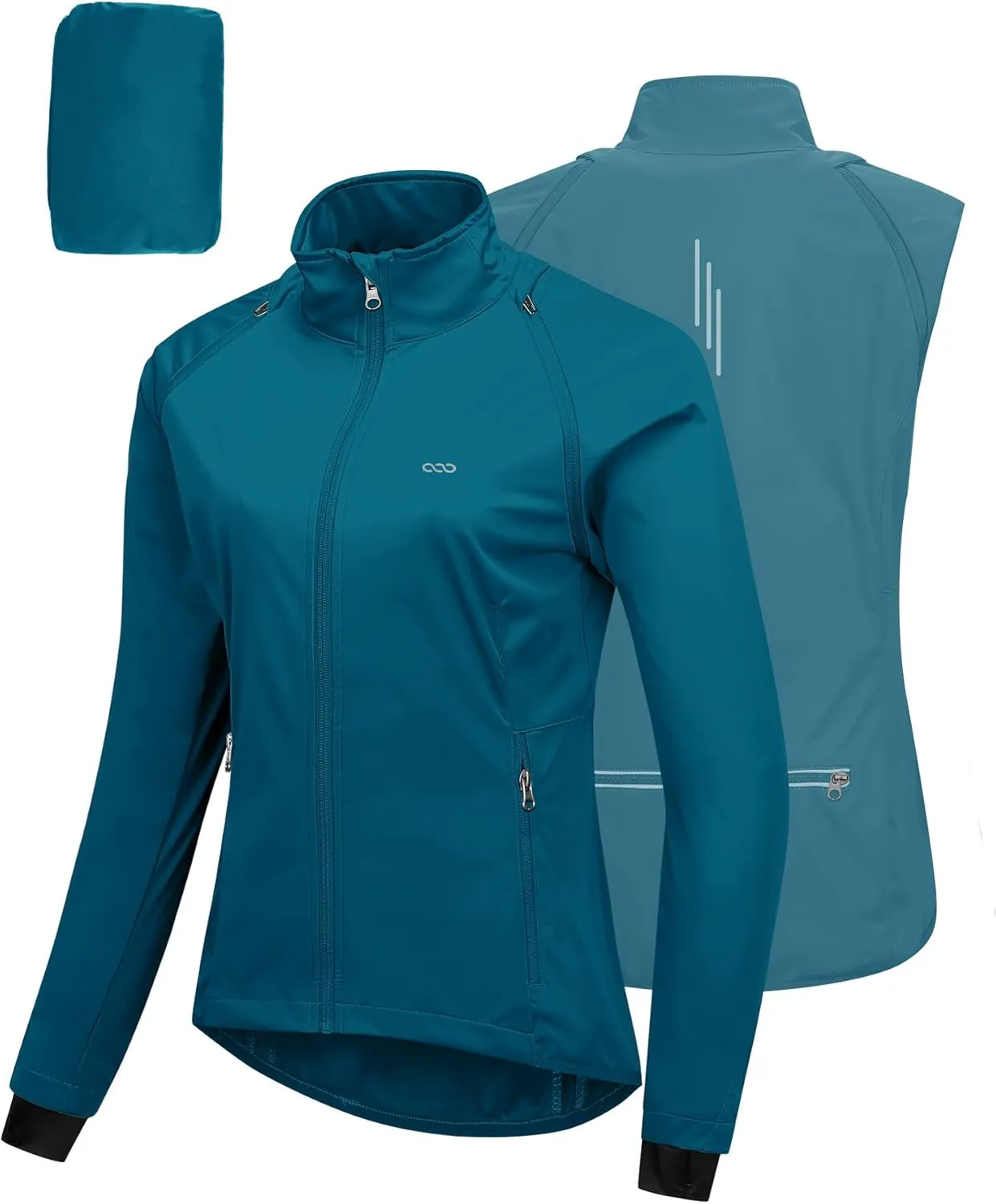33,000ft Fahrradjacke Damen Wasserdicht Atmungsaktiv Sommer UV-Schutz Leicht Fahrradweste mit Abnehmbaren Ärmeln Fahrra…