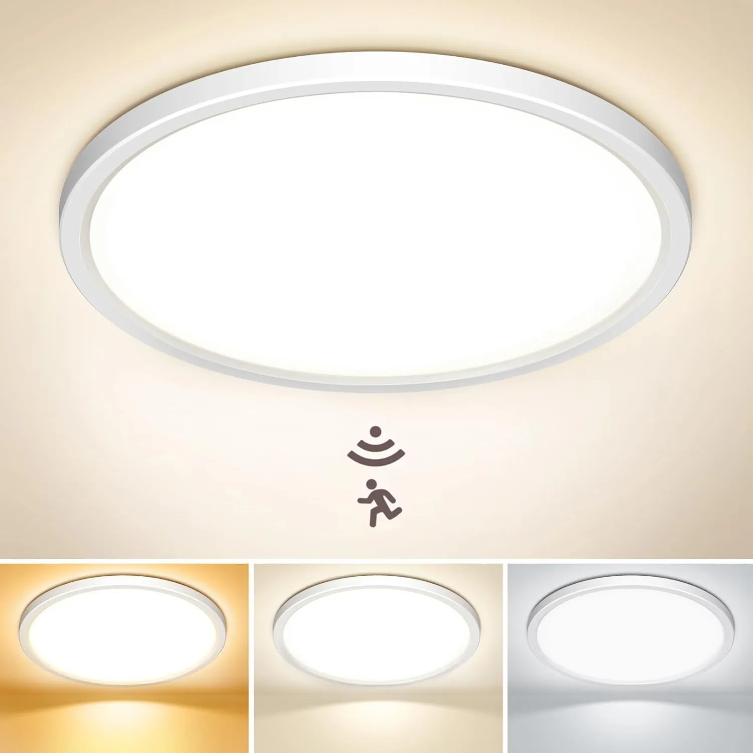 NIBSHOOM LED Deckenleuchte mit Radar Bewegungsmelder IP44 30cm | 24W 3000K/4000K/6500K IP44 Wasserfest LED Deckenlampe …