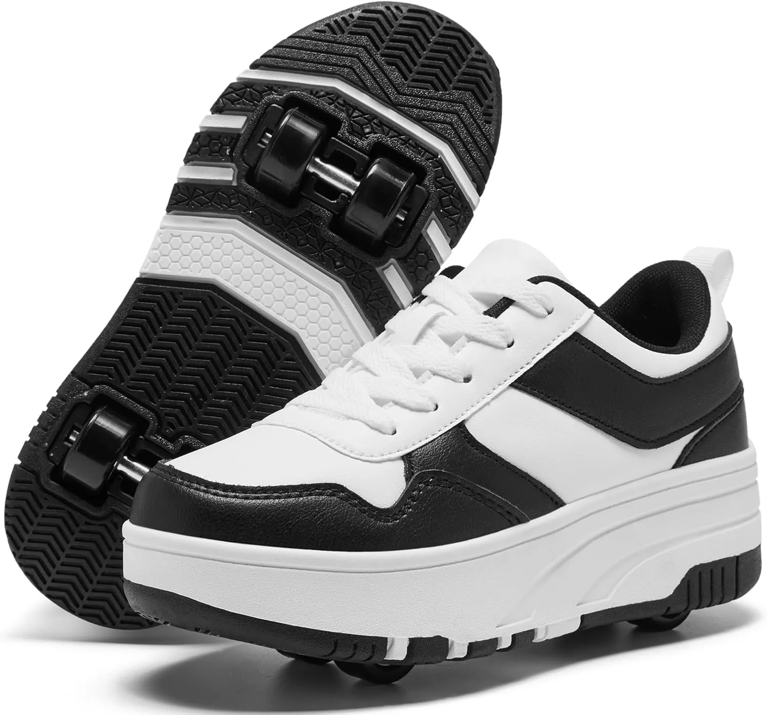 Jungen Mädchen Schuhe mit Rollen Skate, Kinder Rollschuhe Schuhe mit 4 Rollen Abnehmbar, Komfort Outdoor Sportschuhe fü…