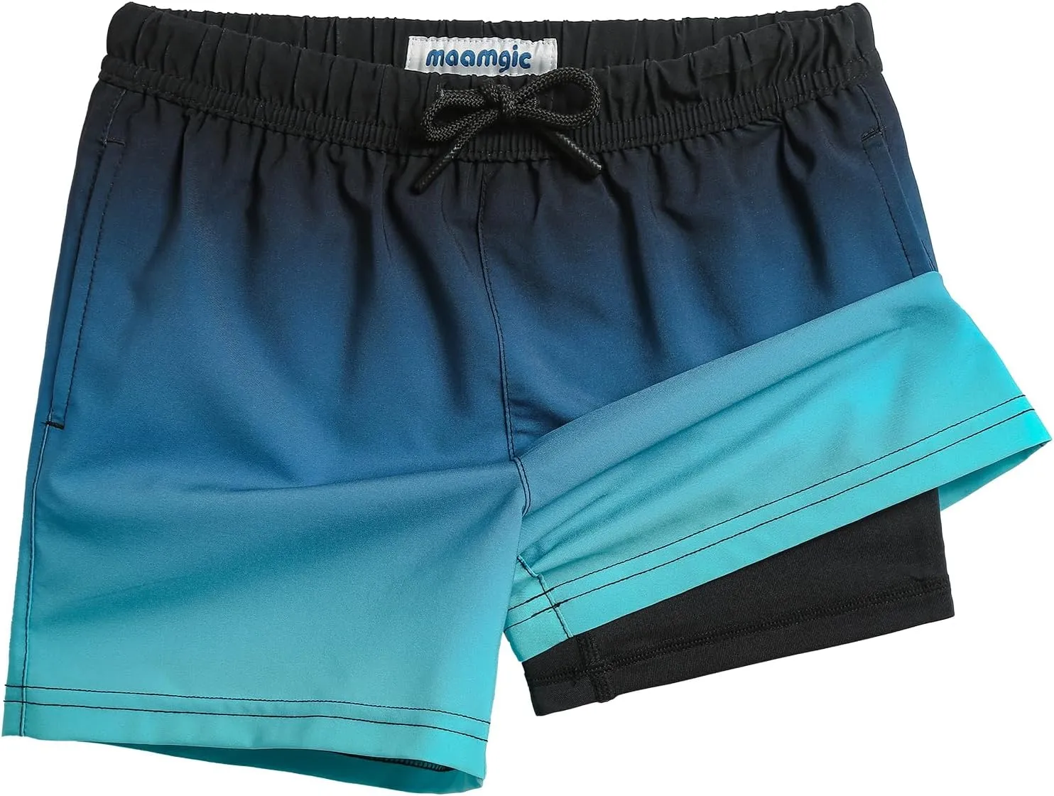 MaaMgic Boys Swimming Shorts 2 in 1 Boxer Brief Compression Liner Toddler Swim Trunks Stretchy Quick Dry Anti Chafe Swi…