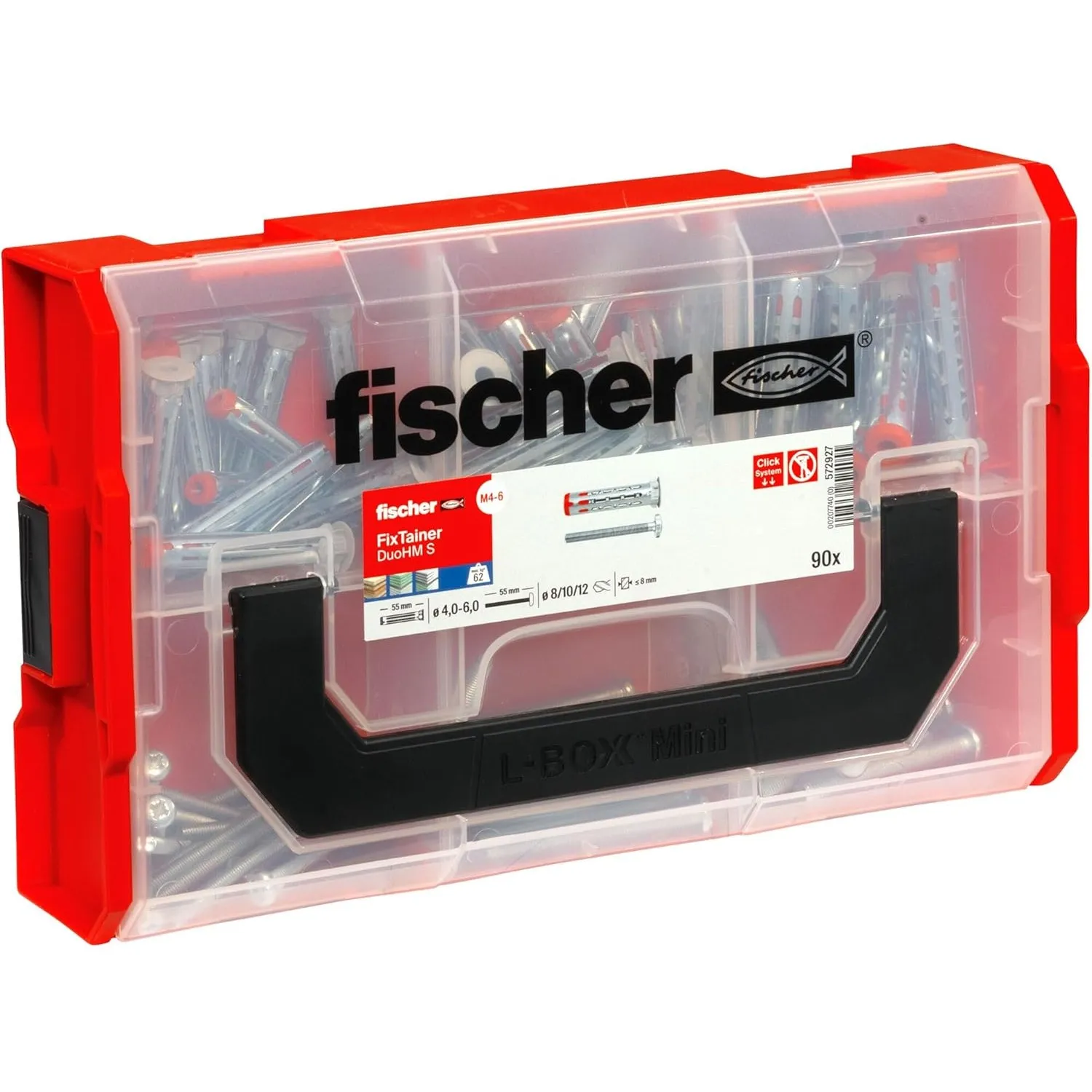 fischer FixTainer Hohlraumdübel DuoHM + Schraube TX, Dübelbox mit 90 Dübeln und Schrauben, Plattendübel zum Befestigen …