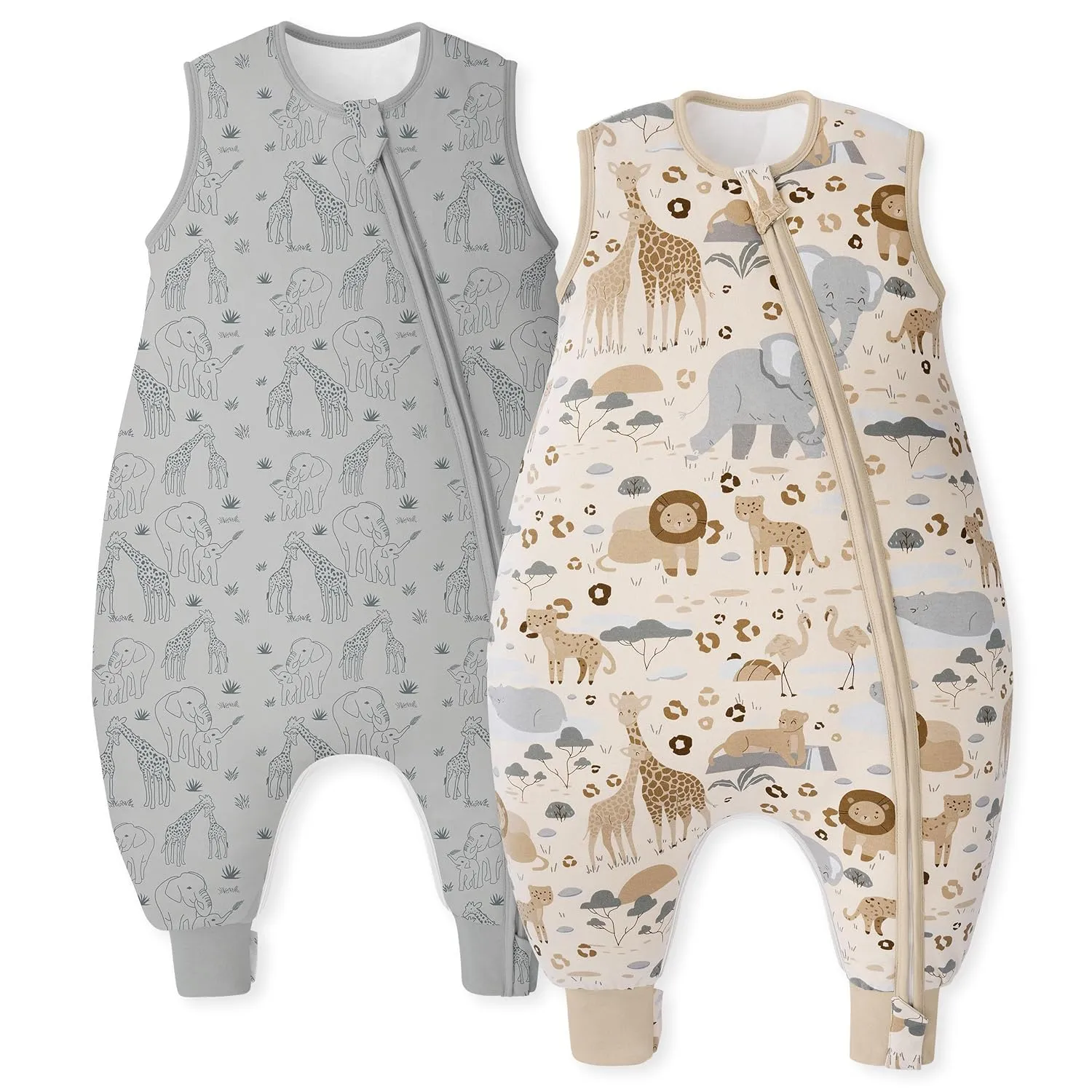 Unnivoll Baby Schlafsack mit Füßen 1,5 Tog 2er Pack Schlafsack Baby Baumwolle Ganzjahre Schlafsack mit Beinen Babyschla…
