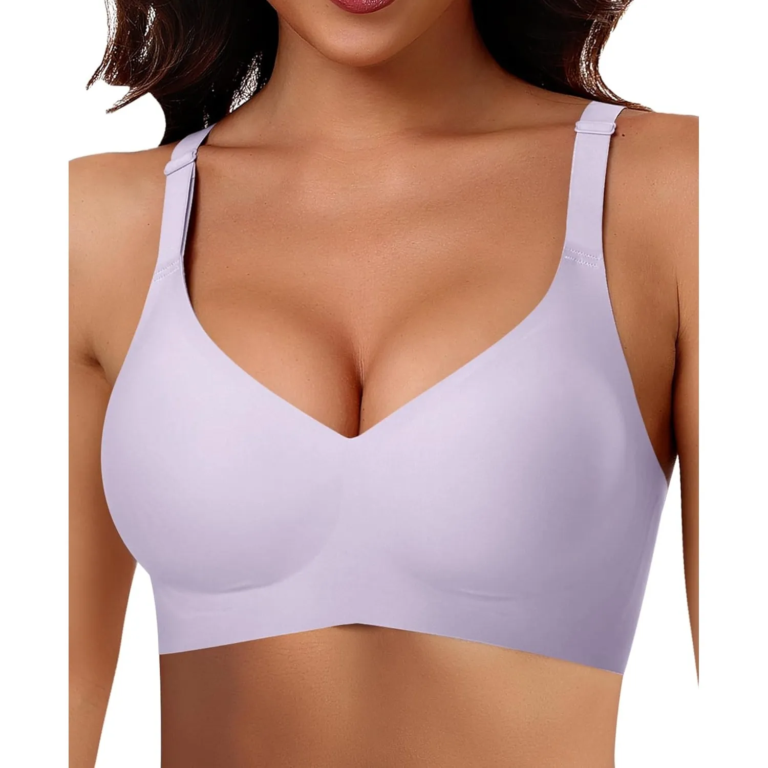 Ganado Damen BH Ohne Bügel Nahtloser BH Bequeme Weiche Glatte BHS Bügellose BHS Tiefem V-Ausschnitt Bralette Soft Bra B…