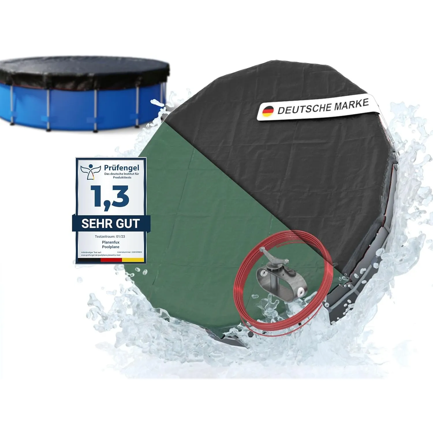 Planenfux® Poolabdeckung rund 305 cm (Für Ø280-320 cm Becken) | Solarplane
