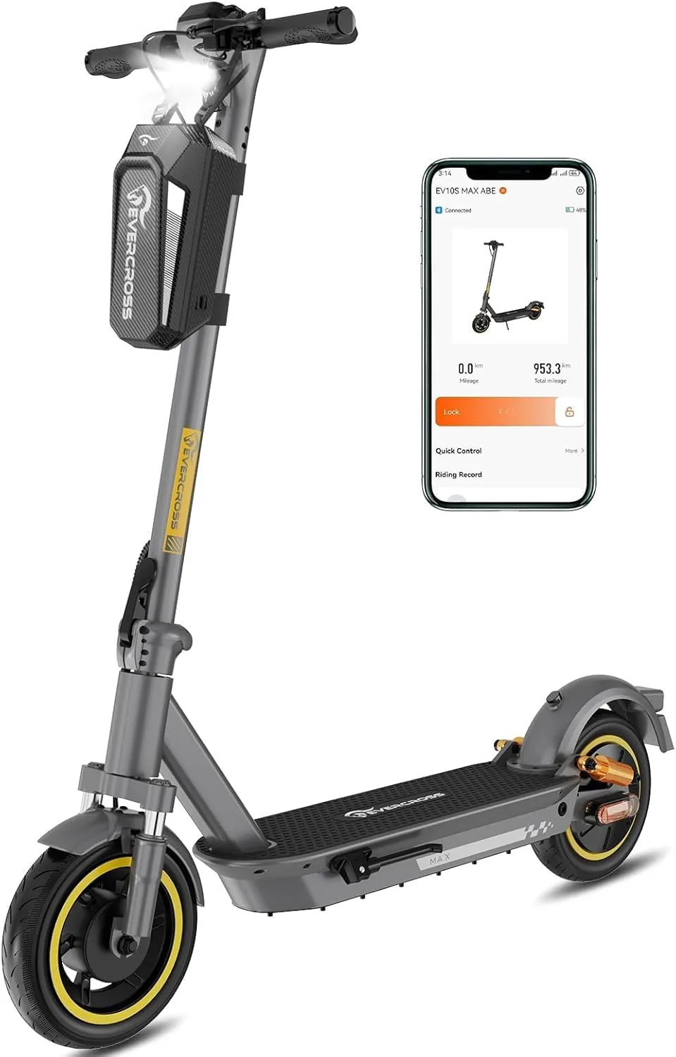 EVERCROSS EV10S MAX Elektroroller mit Straßenzulassung (ABE), Faltbarer E Scooter für Erwachsene - mit APP, 500W Motor,…