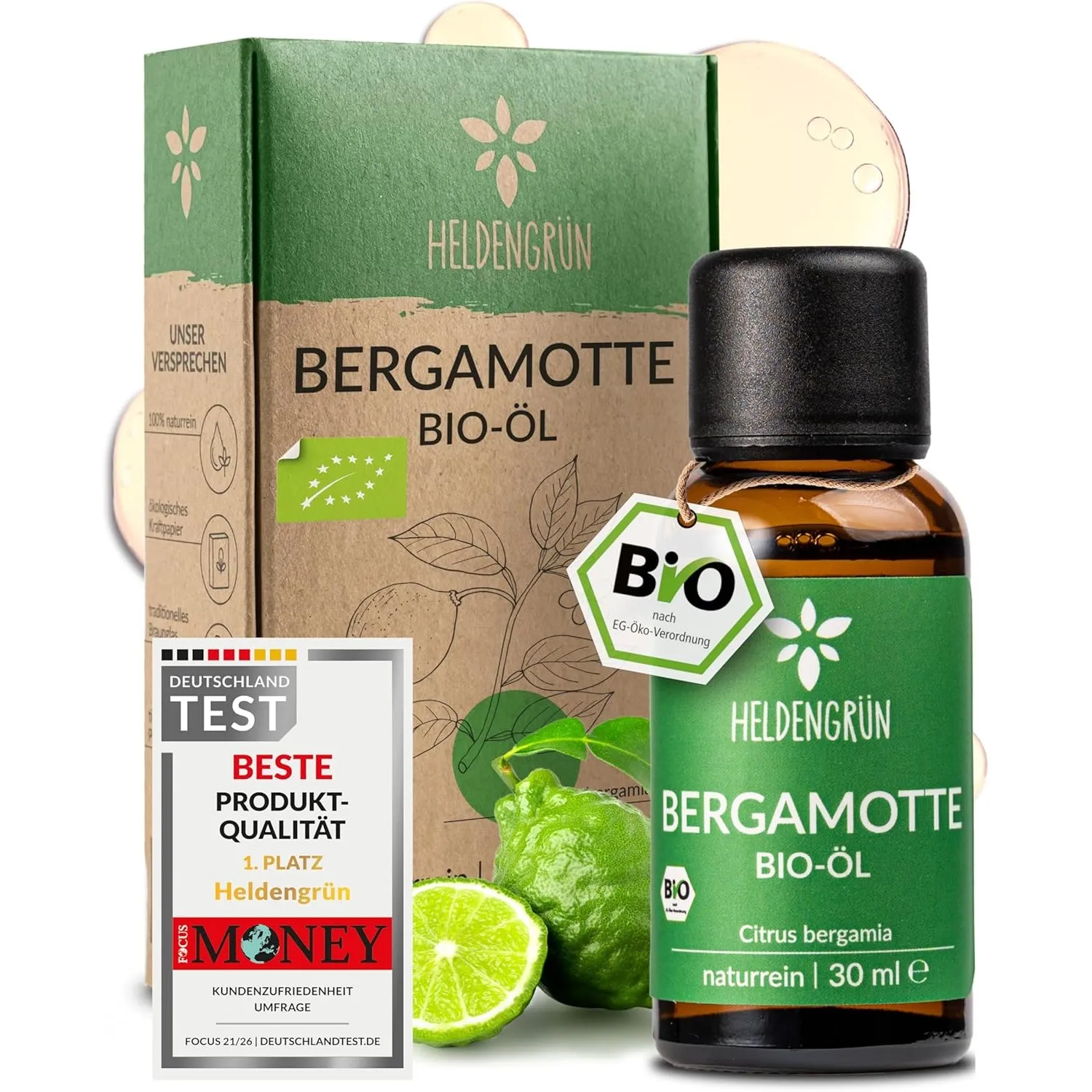 Heldengrün® BIO Bergamotte Öl [100% NATURREIN] aus Italien 30 ml