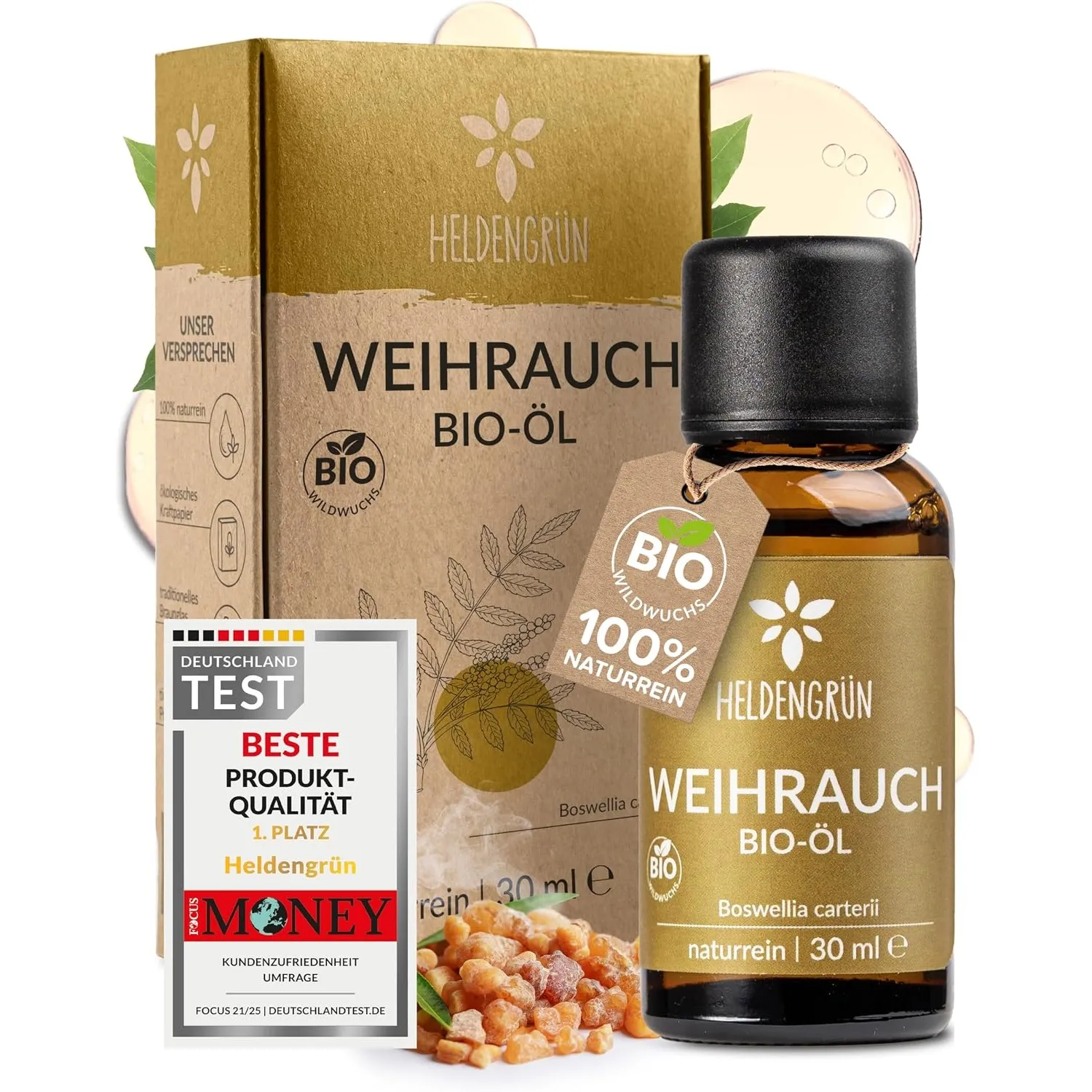 Heldengrün® BIO Weihrauchöl [100% NATURREIN] für Haut & Gesicht 30 ml