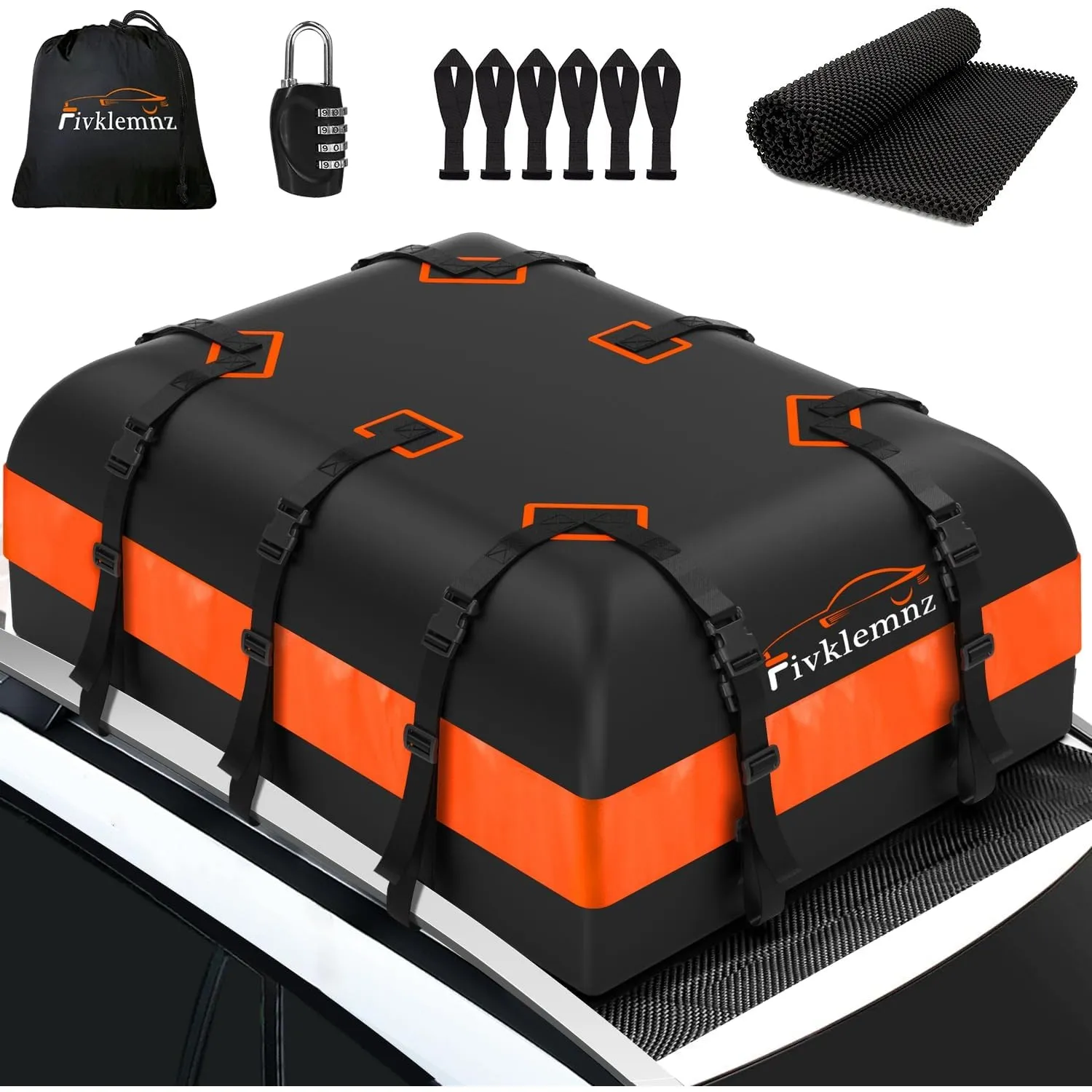 FIVKLEMNZ Dachbox Auto, Dachgepäckträger Tasche, Wasserdicht für alle Fahrzeugdächer mit/ohne Gepäckträger Inklusive To…