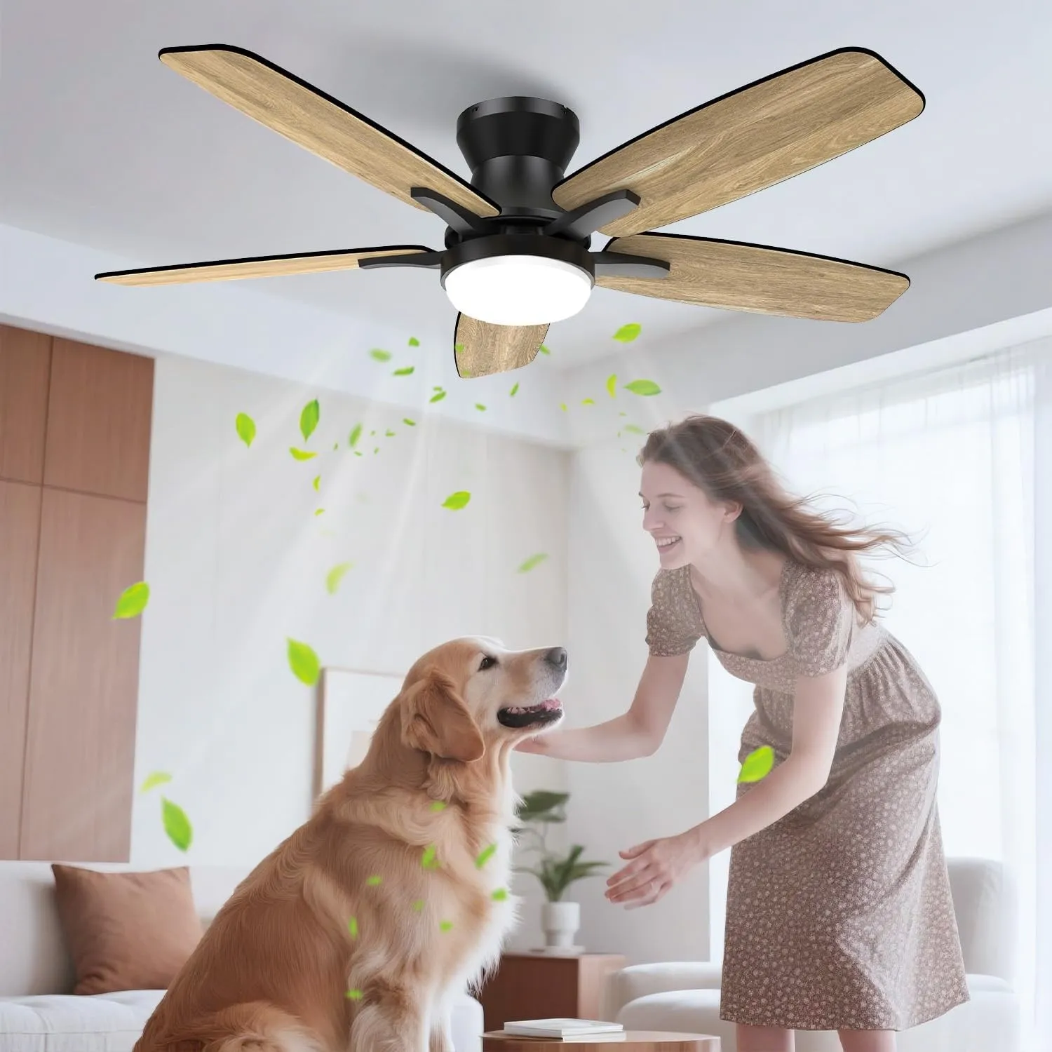 Airwit 106 cm Deckenventilator mit Beleuchtung und Fernbedienung, Deckenventilator mit Licht, leiser 20 dB DC-Motor, di…