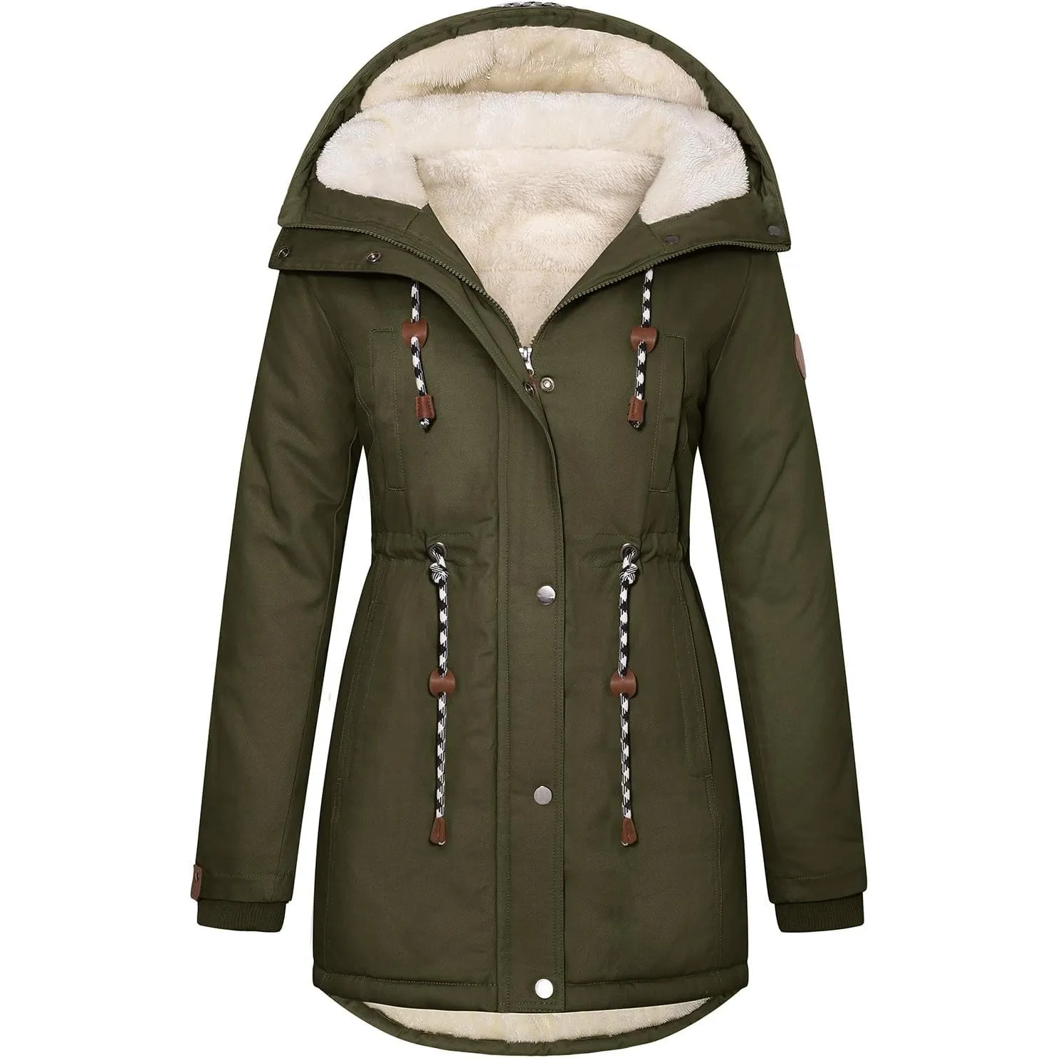 TOMEEK Damen Winterjacke Winter Warm Wintermantel Damen Lang Winterparka mit Teddyfell Gefüttert Kapuzenmantel Mantel P…