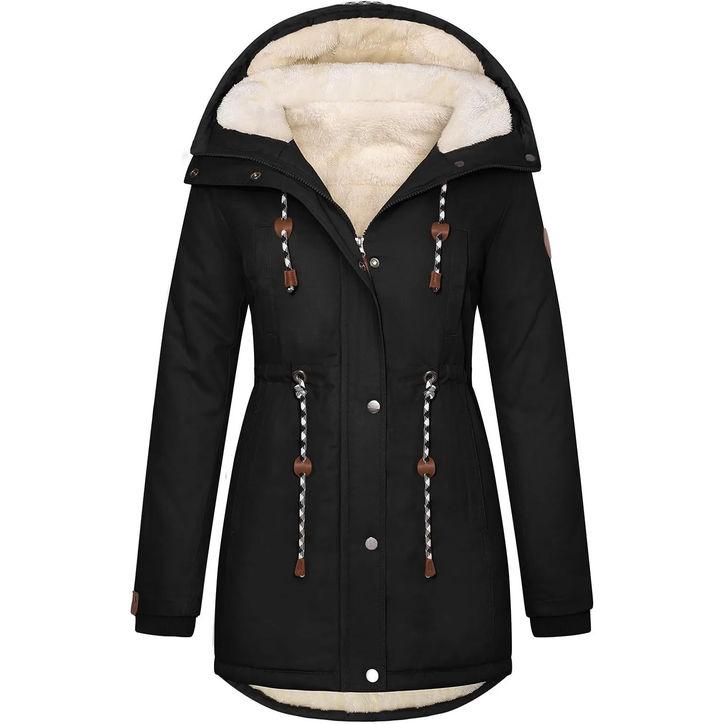 TOMEEK Damen Winterjacke Winter Warm Wintermantel Damen Lang Winterparka mit Teddyfell Gefüttert Kapuzenmantel Mantel P…