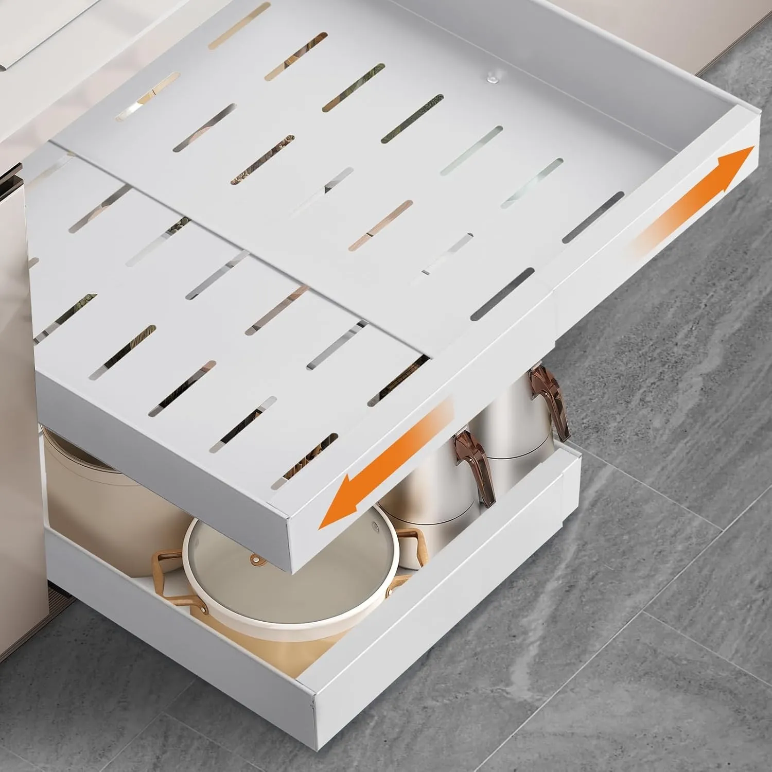 2 Stück Teleskopschublade, Ausziehbare Schublade KüChe,KüChenschrank Organizer für KüChenschräNke, Schubladen Organizer…