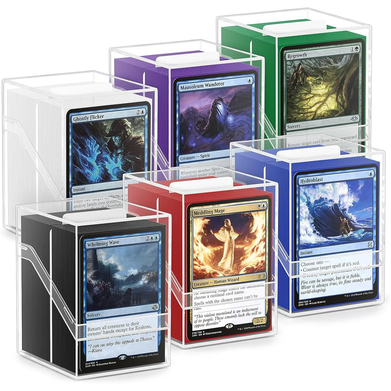 6 Stück Card Deck Boxen, Transparent Commander Kartenbox mit 600Pcs Kartenhüllen und Kartentrenner, Standardformat Deck…