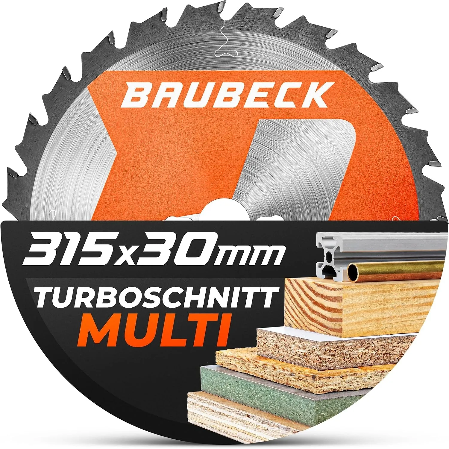 BAUBECK Sägeblatt 315x30 3mm Zuschnitt in Holz mit Nägel & Bauholz, Z30 kompatibel mit Tischkreissägen, wie Atika HT 31…