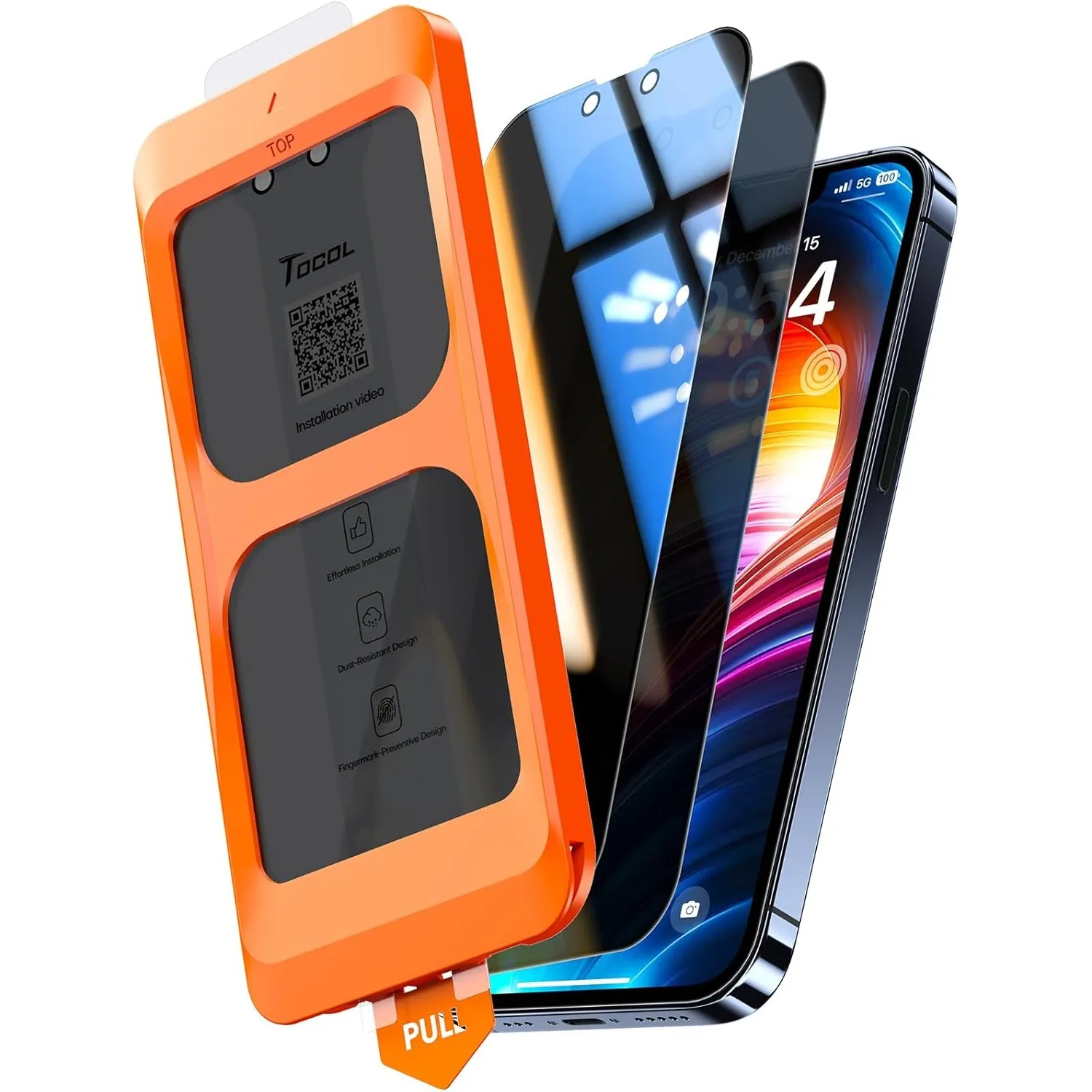 TOCOL für iPhone 12 Pro Max für Panzerglas Sichtschutz, Einfache Montage | Full Screen, 25° Anti-Spy, 9H Militärschutz …