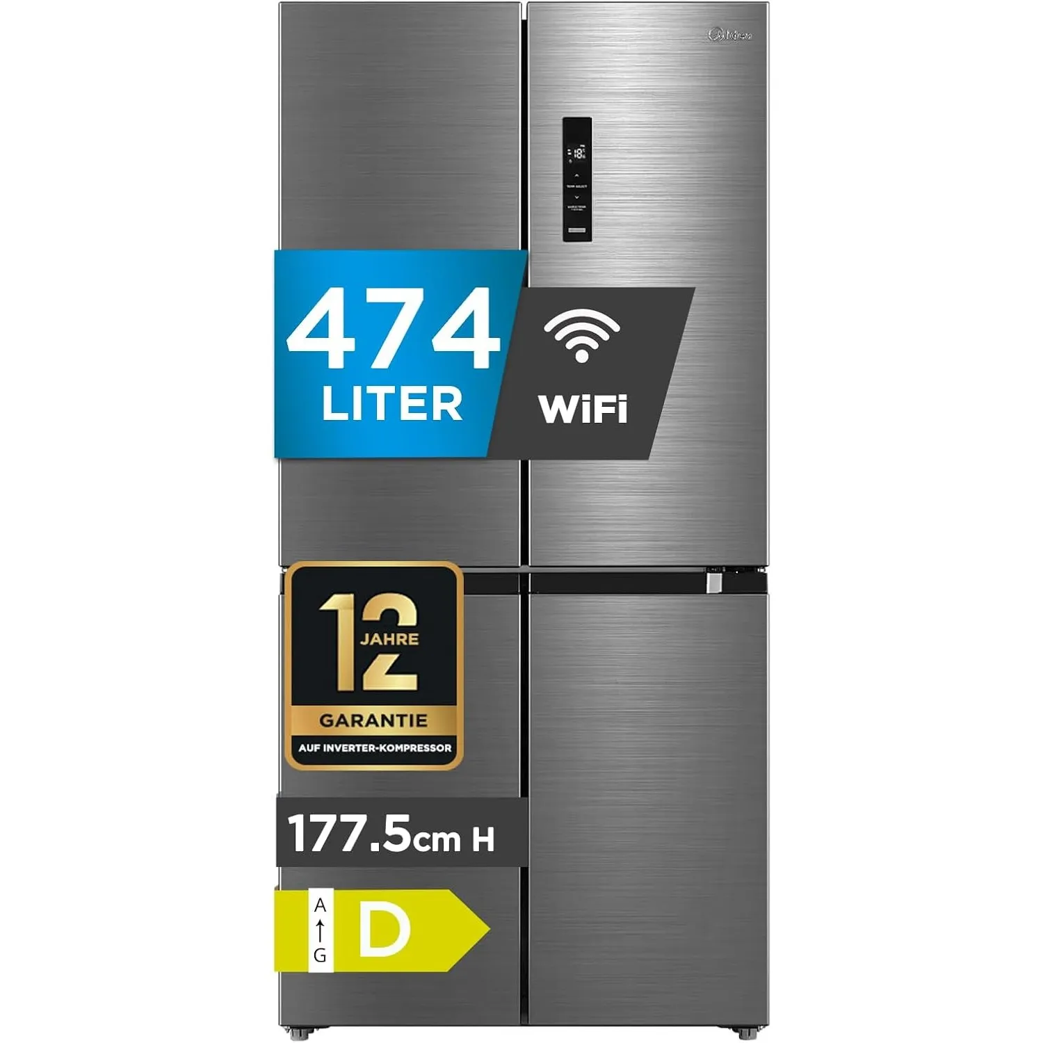 Midea 474L Cross Door Kühl-Gefrierkombination, 4-Türig