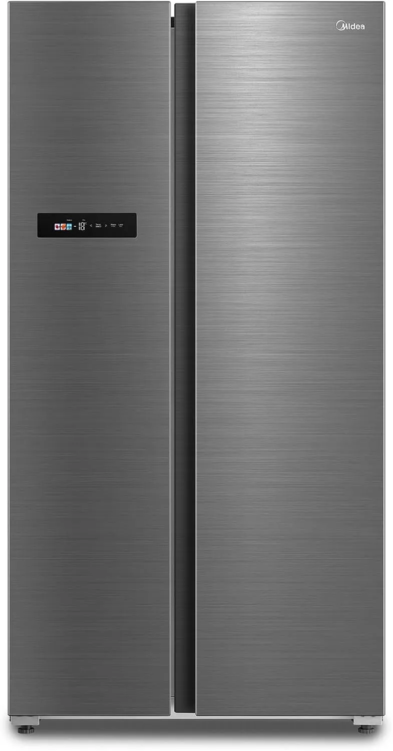Midea MDRS791MYA46 Side-by-Side Kühl-/Gefrierkombination/No Frost/Inverter Compressor/176,5 cm hoch/379 L Kühlen/213 L Gefrieren/Doppelte Steuerung/SuperCool/LED-Beleuchtung/35dB/Rostfreier Stahl