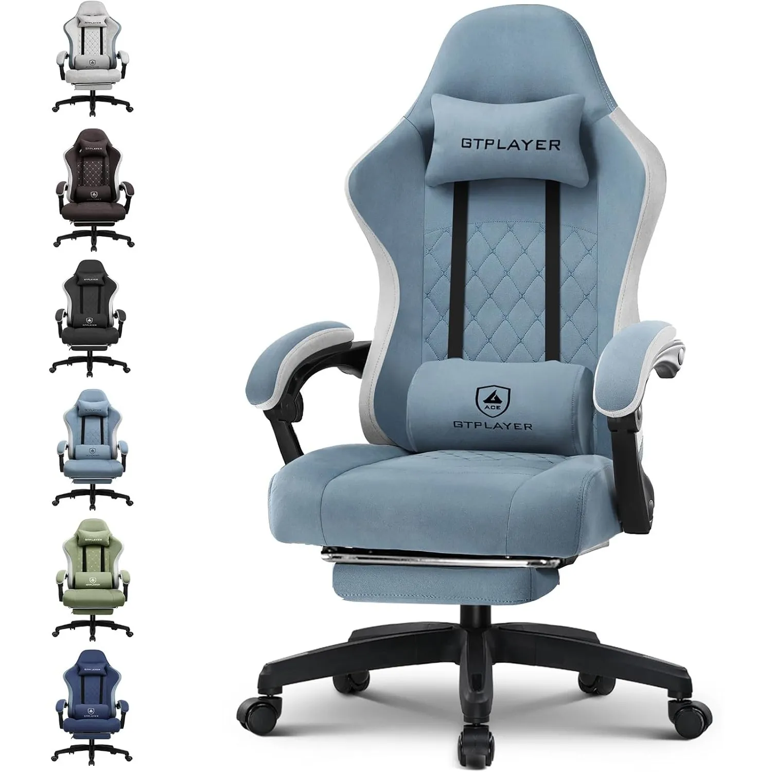 GTPLAYER Gaming Stuhl Ergonomischer Gaming Sessel Schreibtischstuhl mit Stoffoberfläche, Federsitzkissen, Verbindungsar…