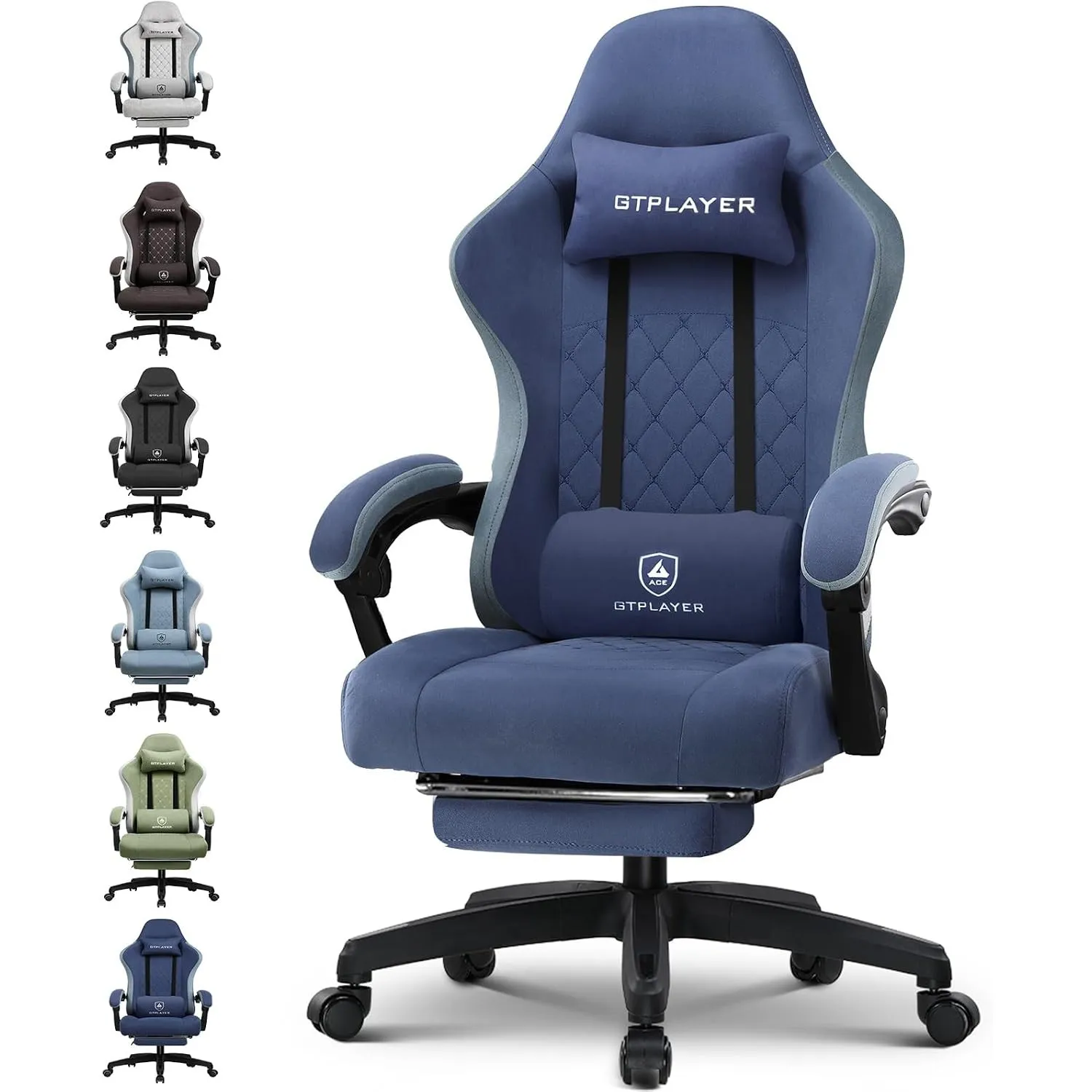 GTPLAYER Gaming Stuhl Ergonomischer Gaming Sessel Schreibtischstuhl mit Stoffoberfläche, Federsitzkissen, Verbindungsar…
