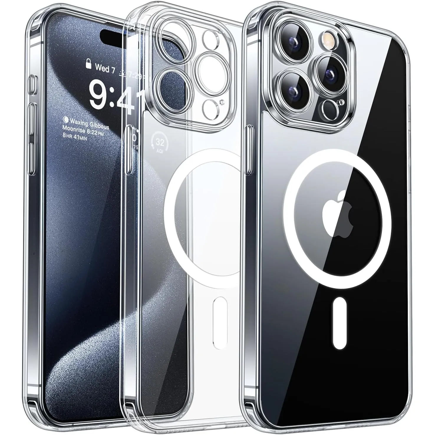 CANSHN für iPhone 15 Pro Max Hülle mit Kameraschutz, Transparent
