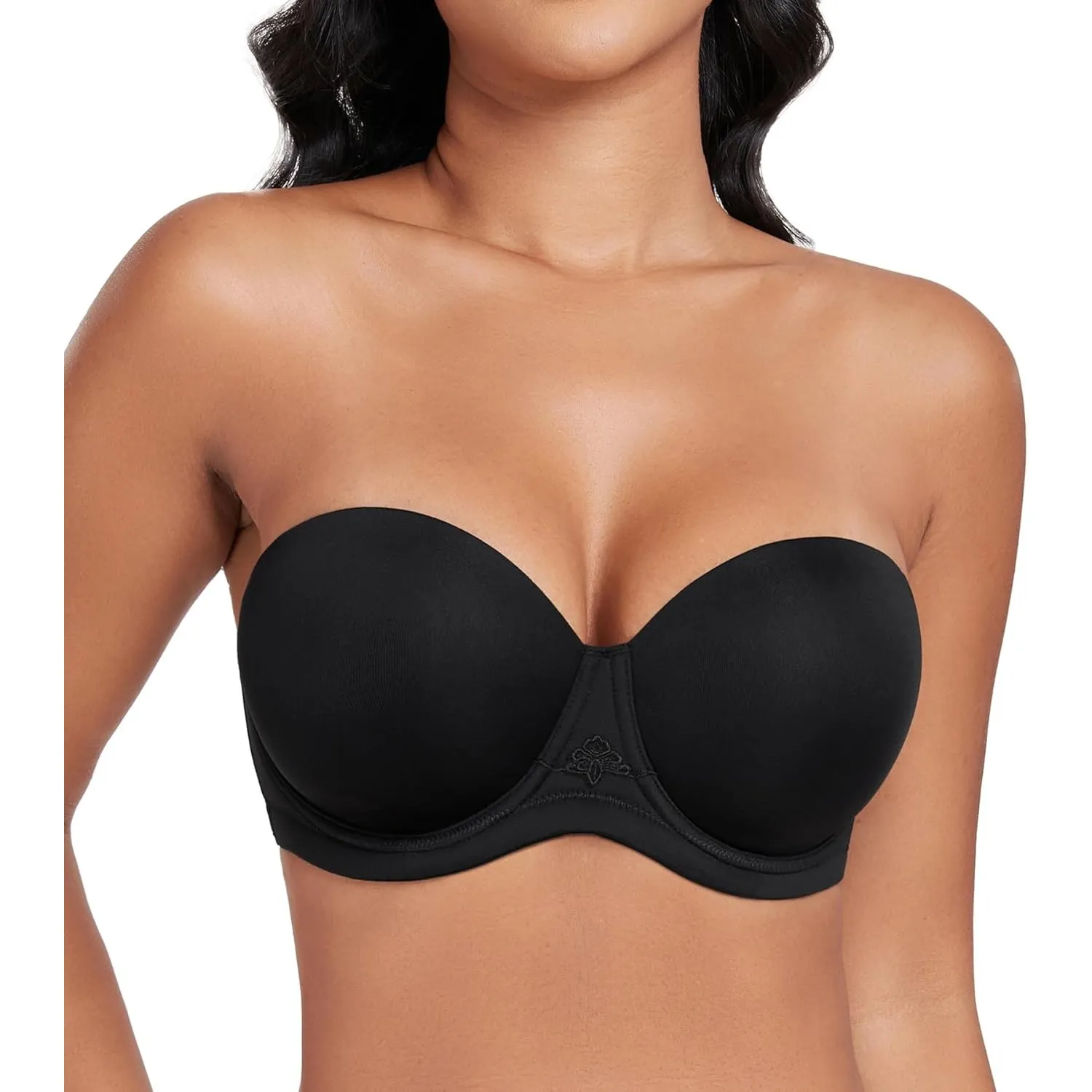DotVol Damen Trägerloser gepolsterter Push Up BH für Abendkleider | Demi-BH, Bügel, Rückenfrei, Unterwäsche, große Größ…