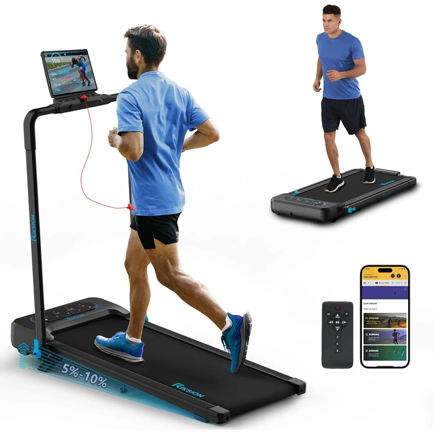 Laufband für Zuhause mit Neigung bis 14 km/h | kompakte Walking Pad mit LED-Anzeige, Fernbedienung und App-Steuerung fü…