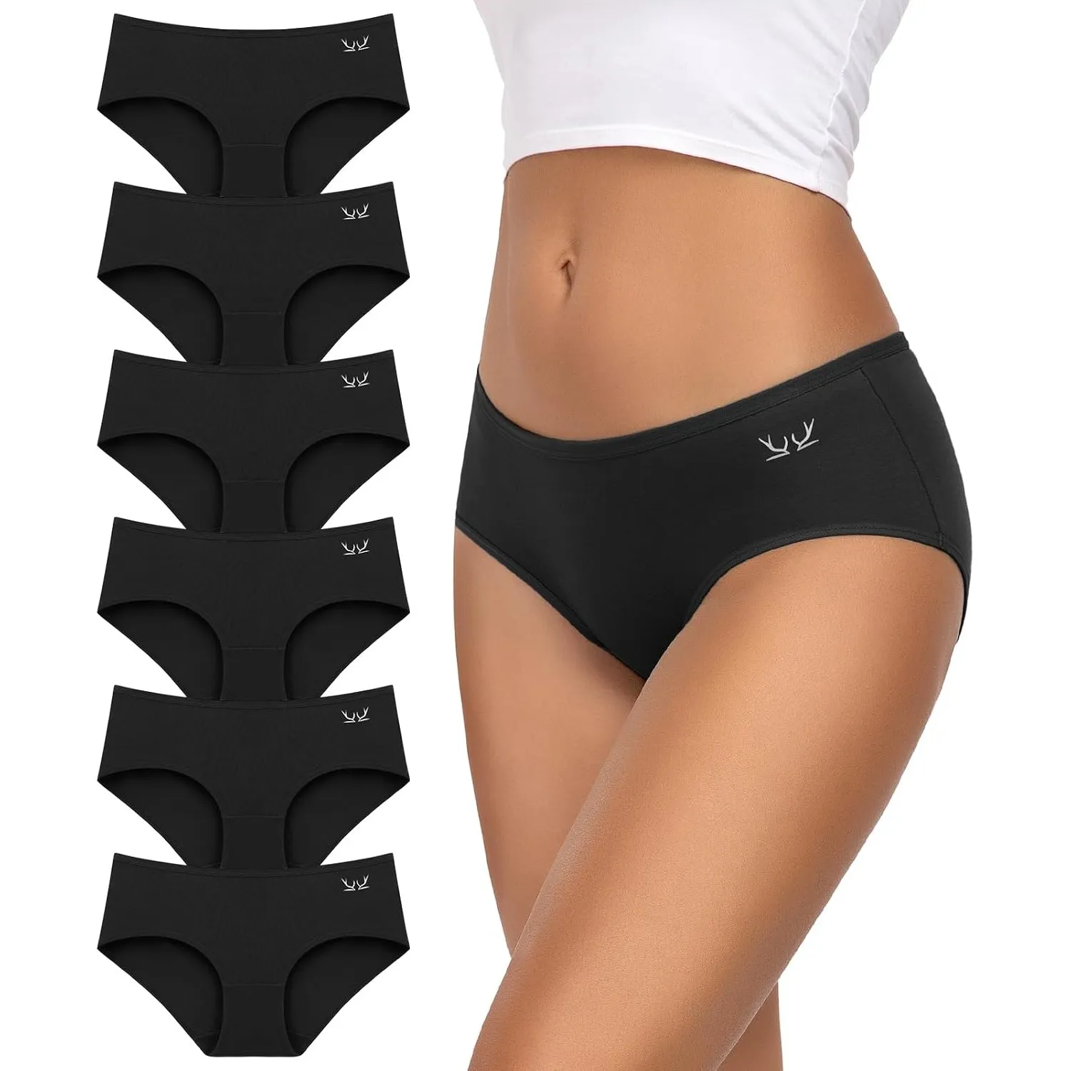TANSTC Damen Unterhosen Baumwolle 6er-Pack Hipster Slips | Niedrige Taille & Stretch, Atmungsaktiv