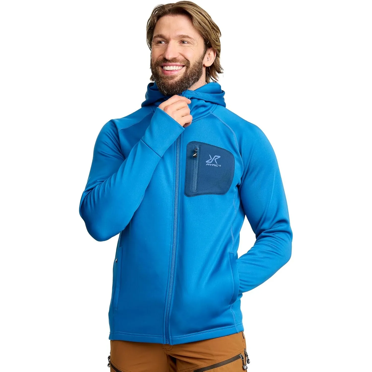 RevolutionRace Evolution Stretch Fleece Hoodie für Herren, Zip Hoodie für Wandern und Outdoor-Aktivitäten
