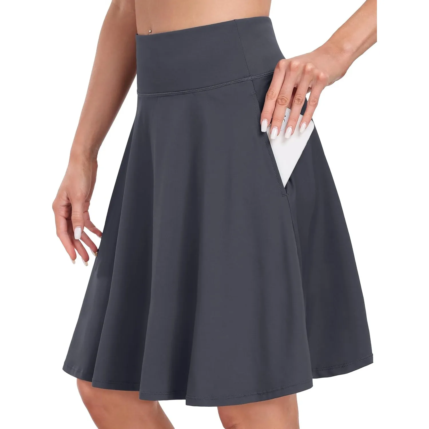 Desol 50cm Tennisrock Damen mit Hose Knielang, Hohe Taille Hosenrock Damen mit 4 Taschen, Golfrock mit Shorts, Skort Da…