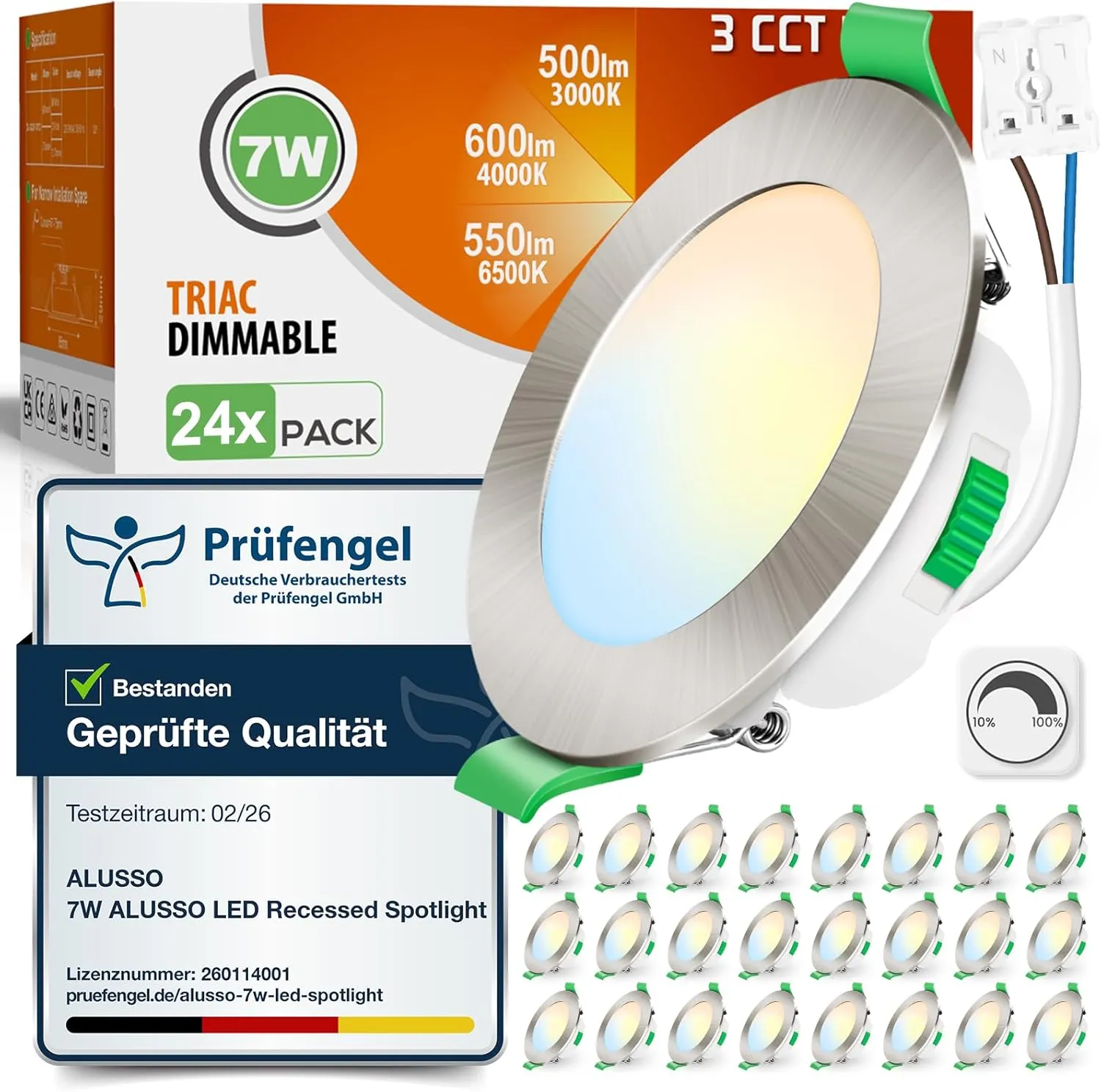 ALUSSO LED Einbaustrahler 230V Dimmbar 68mm 7W Ultra Flach IP44 LED Spots Warmweiß Neutralweiß Kaltweiß Einbauleuchten …
