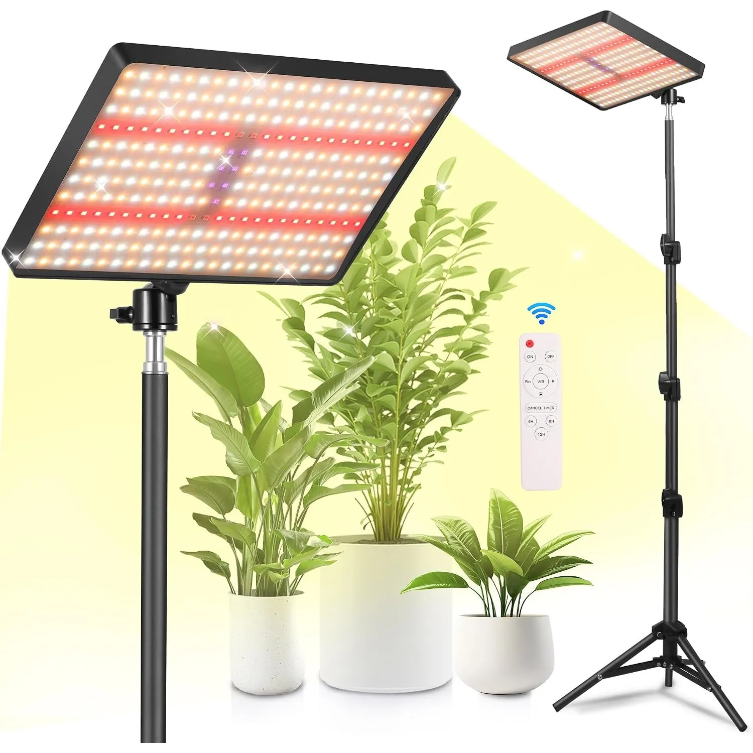 MICCYE Pflanzenlampe LED mit Ständer 286 LEDs für Boden und Tischplatte 25W