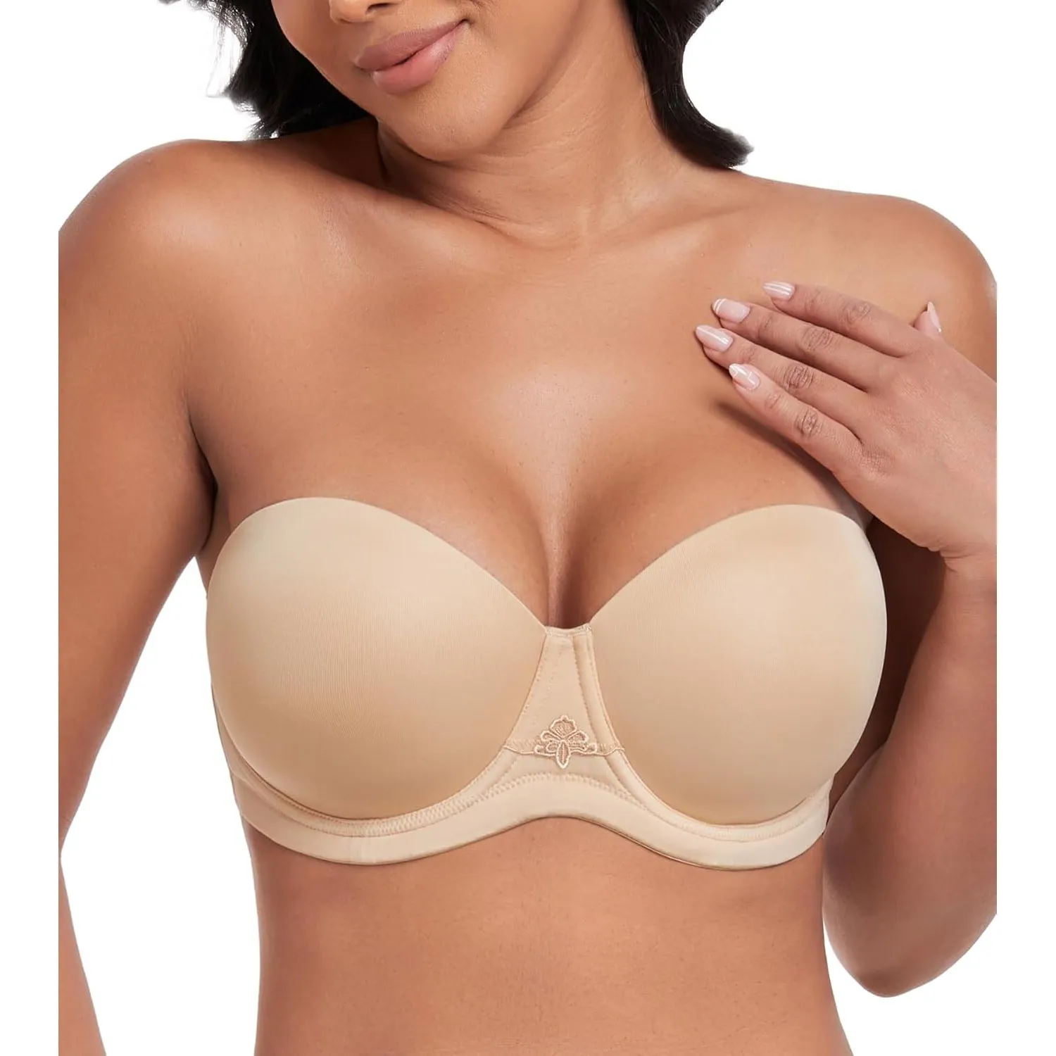 DotVol Damen Trägerloser gepolsterter Push Up BH für Abendkleider | Demi-BH, Bügel, Rückenfrei, Unterwäsche, große Größ…