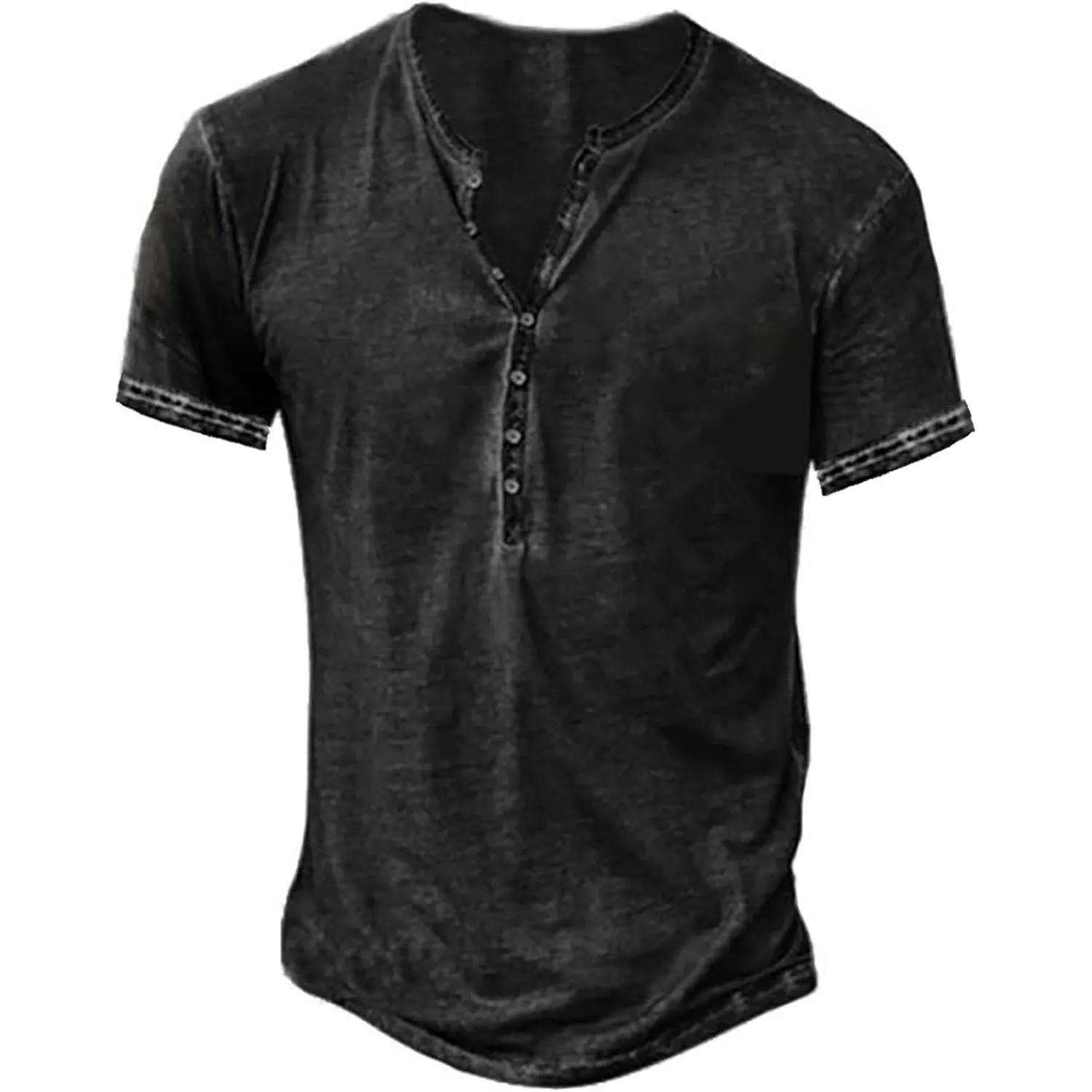NEMXCE Hemd Herren Vintage Henley Shirt Kurzarm/Langarm T Shirt V Ausschnitt Slim Fit T-Shirt
