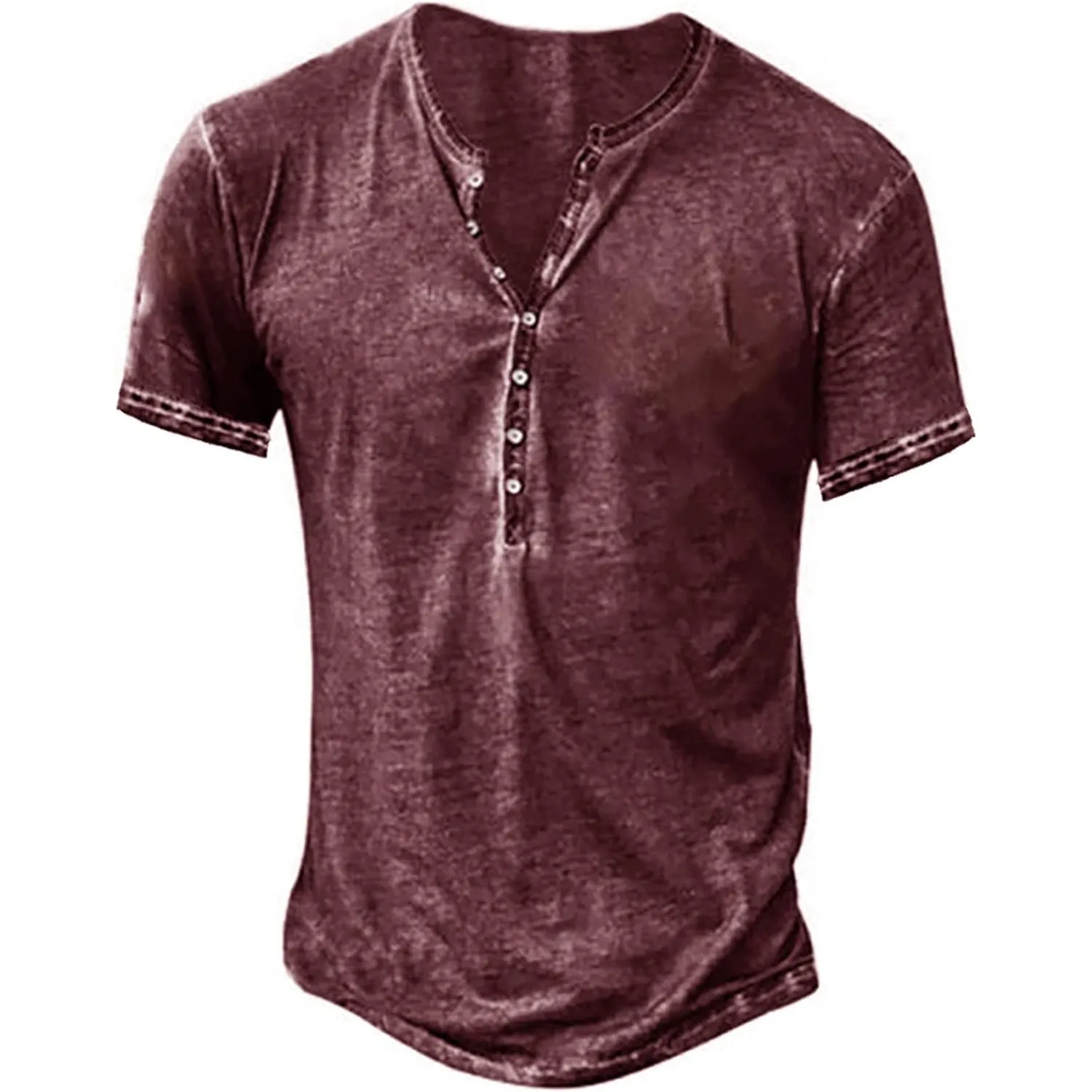 NEMXCE Hemd Herren Vintage Henley Shirt Kurzarm/Langarm T Shirt V Ausschnitt Slim Fit T-Shirt
