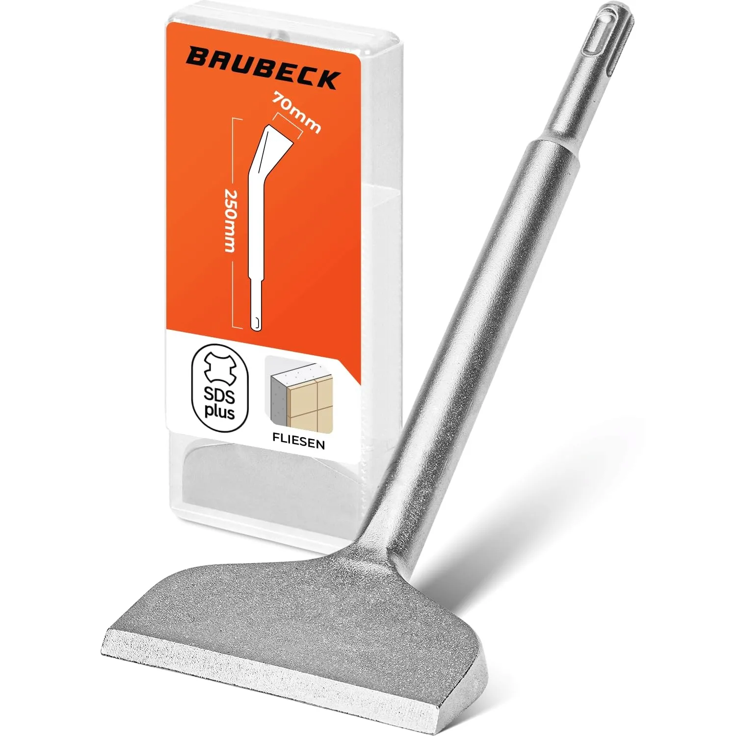 BAUBECK Robuste Fliesenmeißel SDS Plus - schnelles Lösen von Putz & Kleberesten [10° abgewinkelt], hitzegehärtet, 250mm…