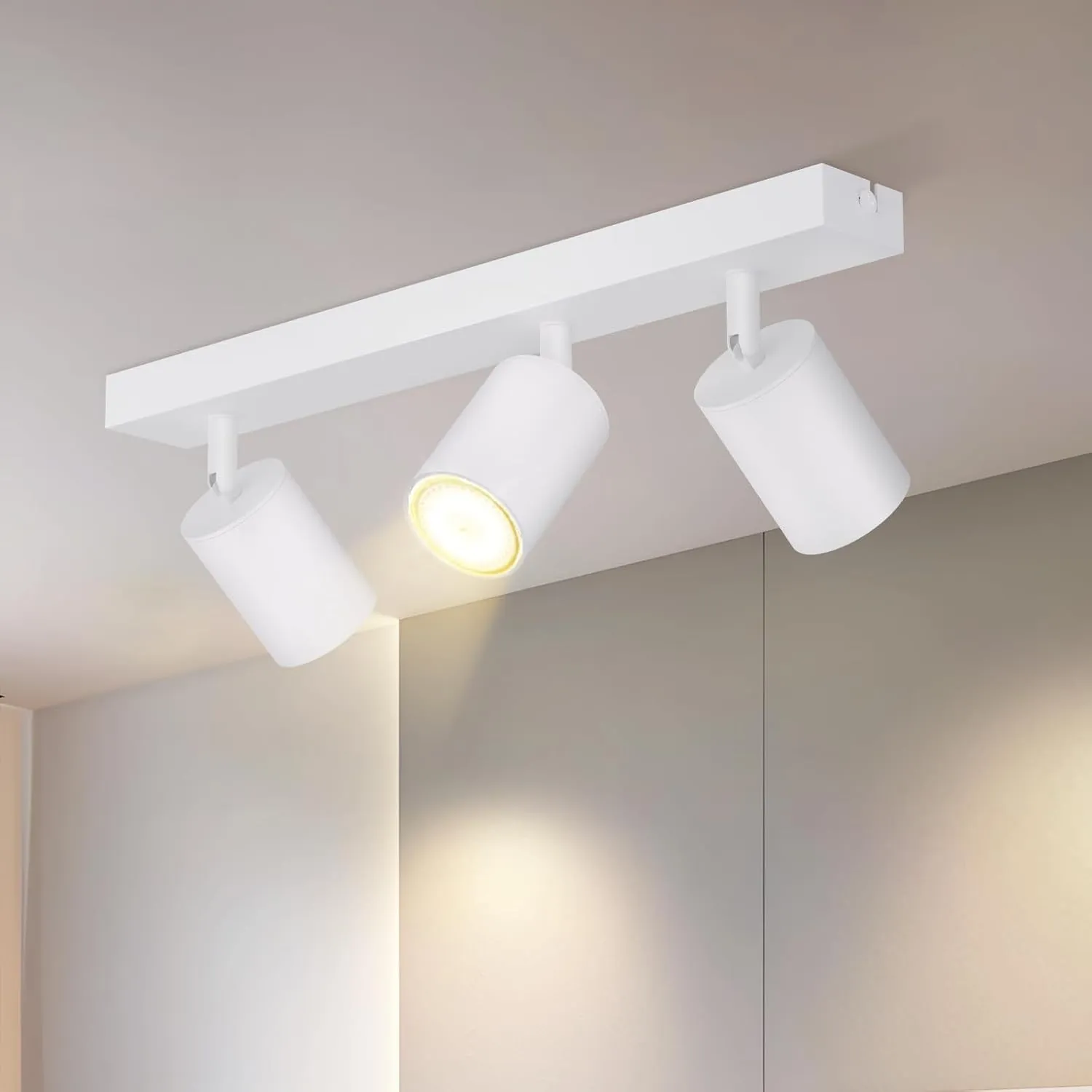 Homefire Deckenlampe 3 Flammig Deckenstrahler - 350° Schwenkbar Strahler GU10 LED Deckenleuchte Weiß Flurlampe Spots In…