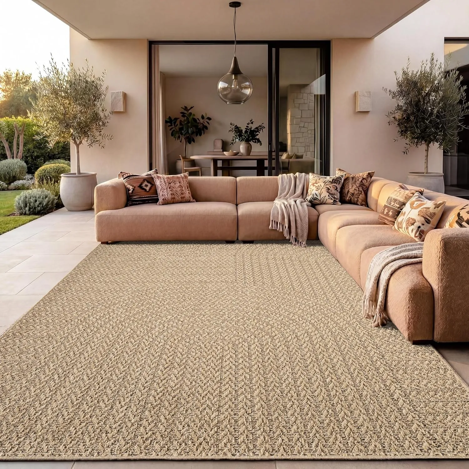 Paco Home Outdoor Teppich Wetterfest, moderner Jute-Look in natürlicher Sisal Optik, Robust, ideal für Terrasse Wohnzim…