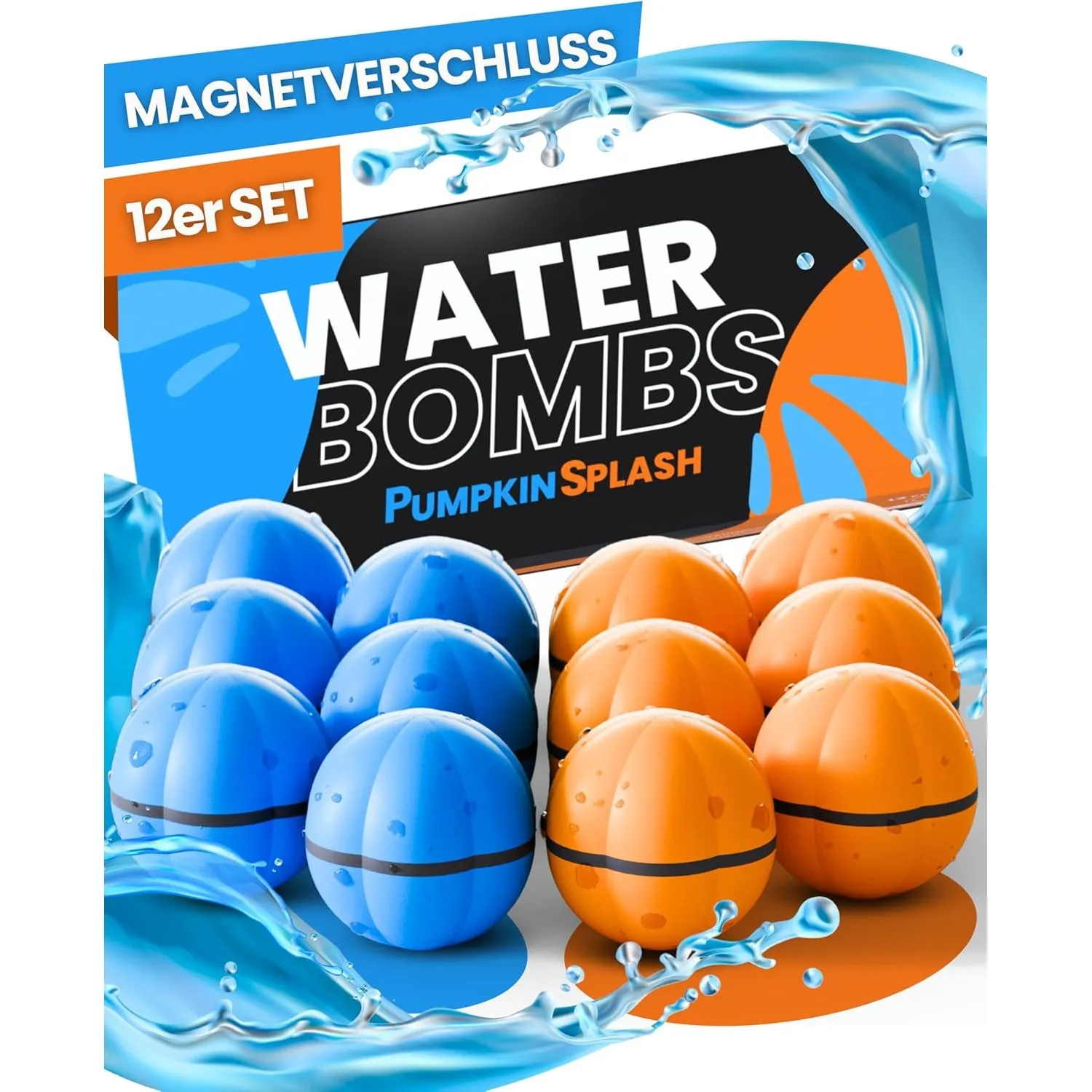 12x Wasserbomben wiederverwendbar in 2 starken Team-Farben [in 1 Sekunde befüllbar] - premium Silikon für RIESEN Wasser…