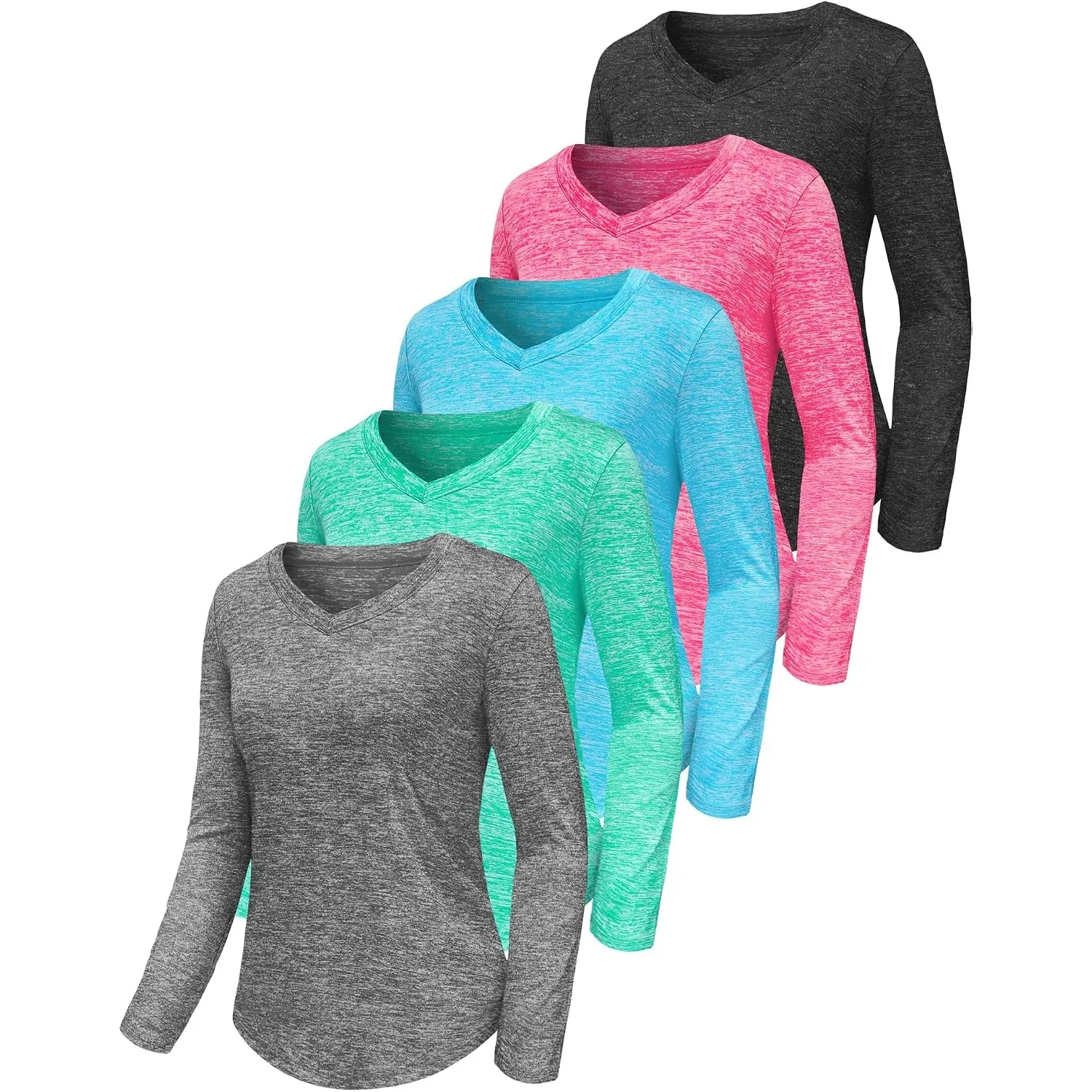 Sportshirt Damen Kurzarm V-Ausschnitt UPF 50+ Sport Fitness T-Shirts Atmungsaktiv T-Shirt Laufshirt für Funktionsshirt …