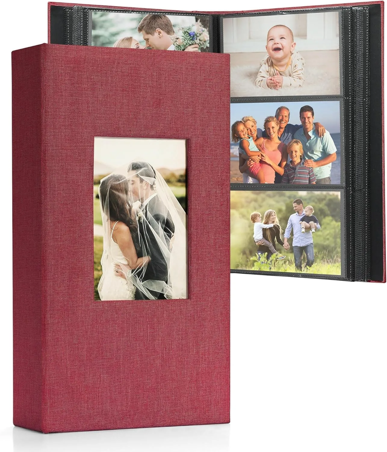 DazSpirit Großes Fotoalbum Einsteckalbum für 408 Fotos (10x15 cm) - Leinenbindung, Personalisierbar, Ideal für Familie, Hochzeiten, Reisen & Baby-Erinnerungen, Fotobuch zum Einstecken, Schwarz