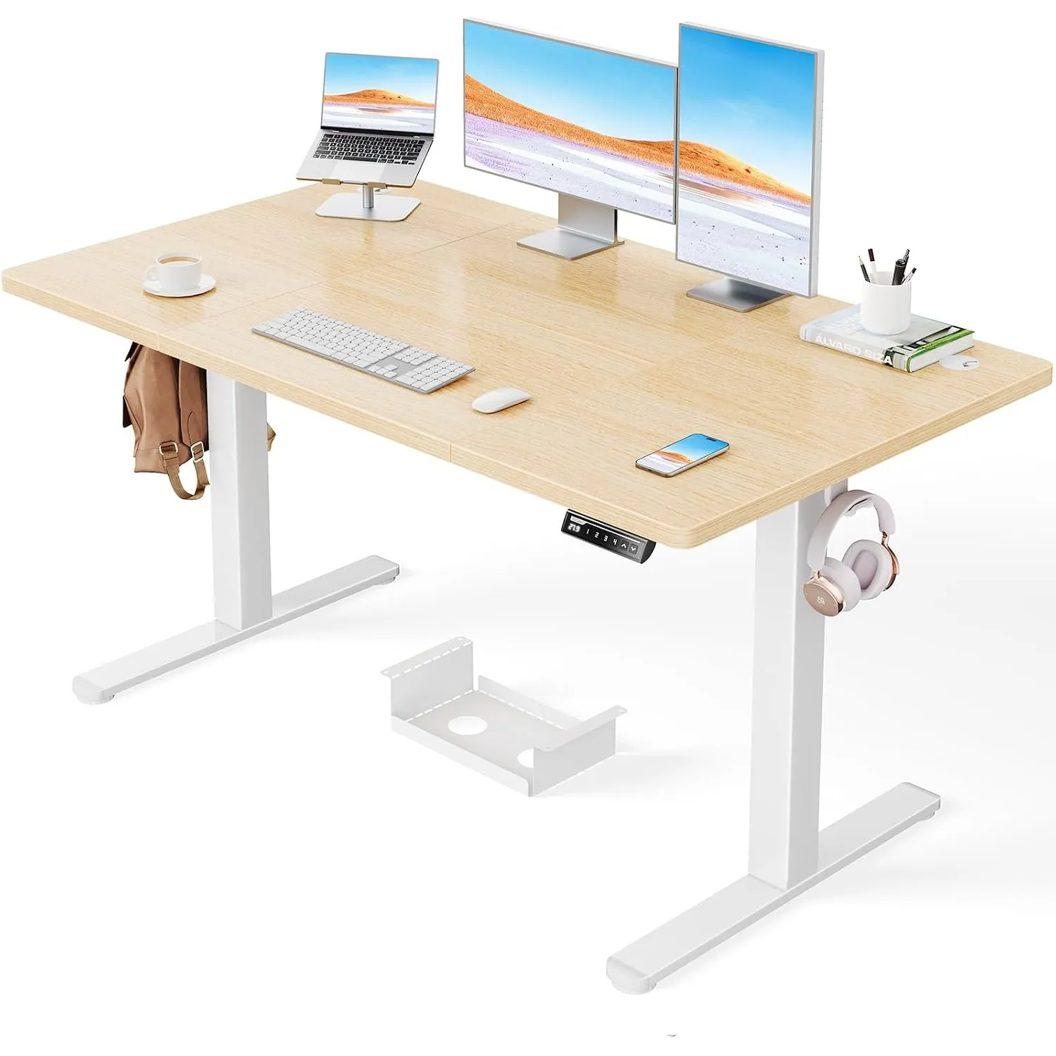 ErGear Höhenverstellbarer Schreibtisch 140x80cm, 100kg Tragkraft