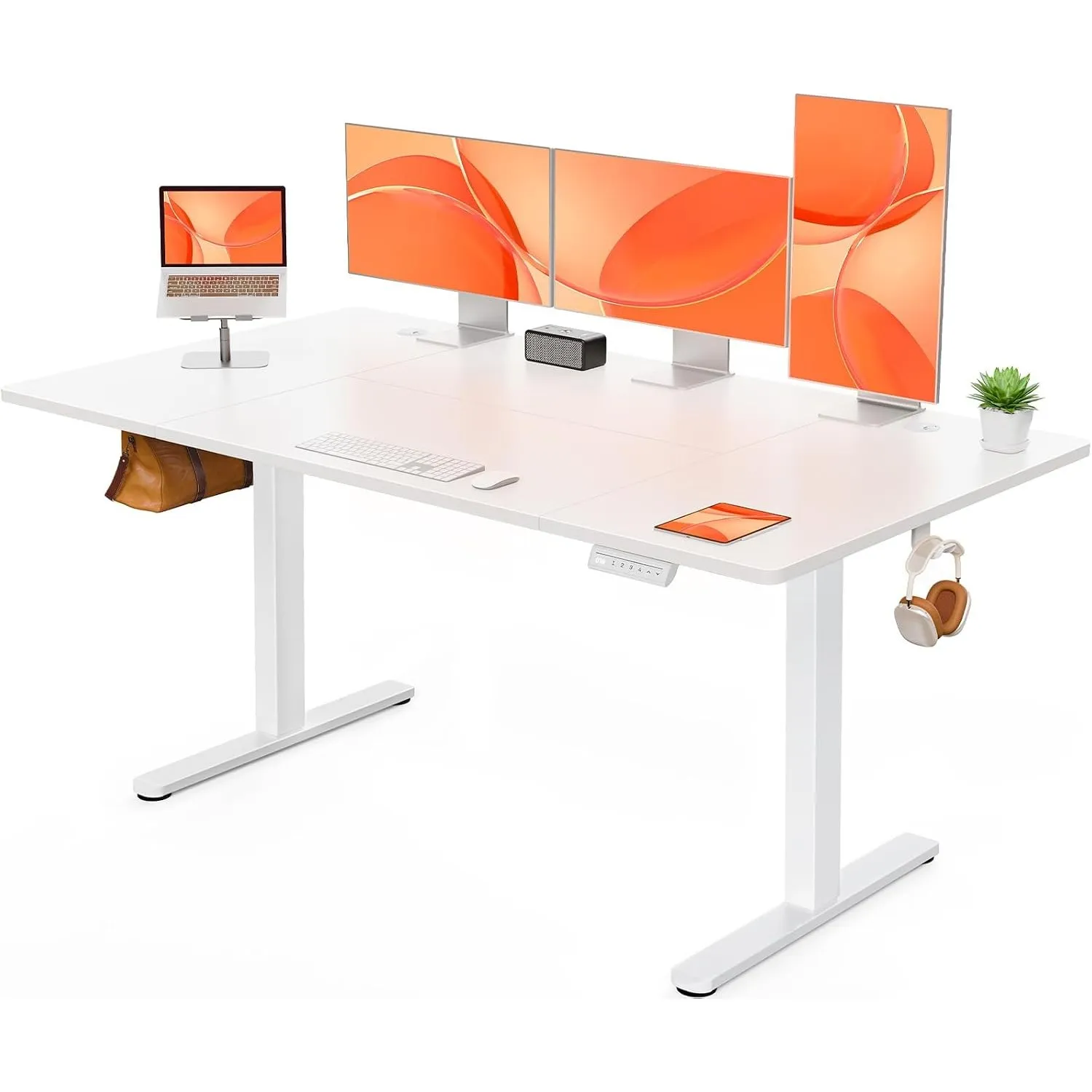 ErGear Höhenverstellbarer Schreibtisch 140x70cm 4-Speicher Geteilte Platte