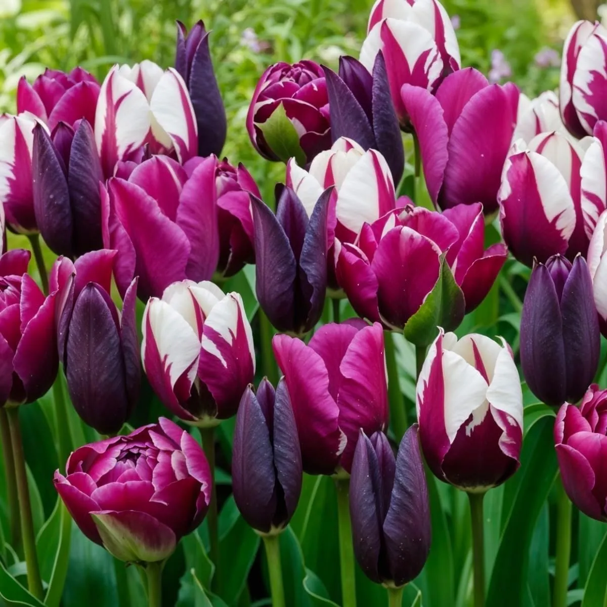 Tulpenzwiebeln Winterhart Mehrjährig Lila & Schwarz & Weiß - 25 Stück