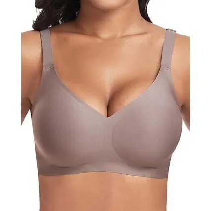Jiuday BH ohne Bügel Push Up BH Große Brüste Starker Halt Bügelloser Bustier Damen Gepolstert Seamless Soft Bra ohne Bu…