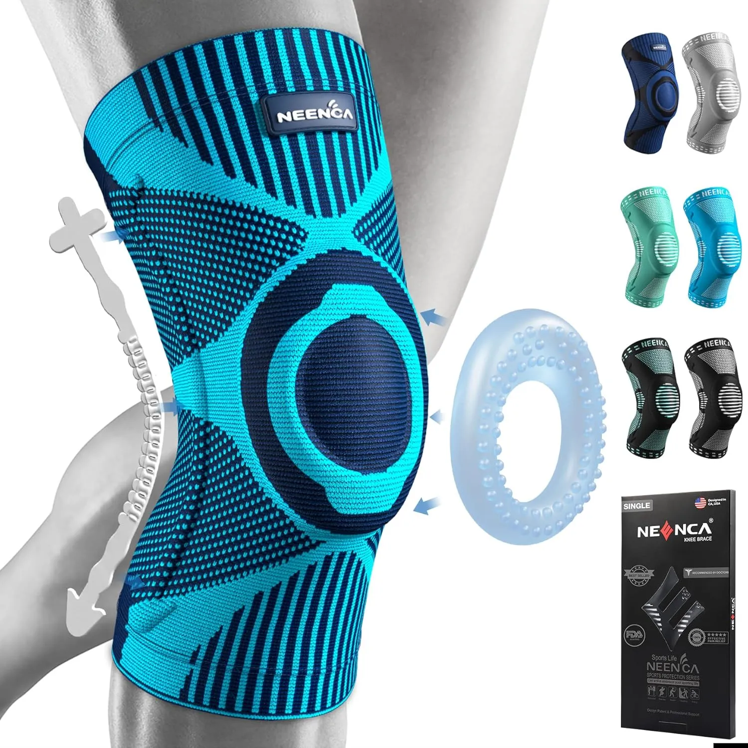 NEENCA Knee Support, Compressed Knee Support with Patella Gel Pads & Spring Side Stabilisers, Medical Knee Pads for Run…