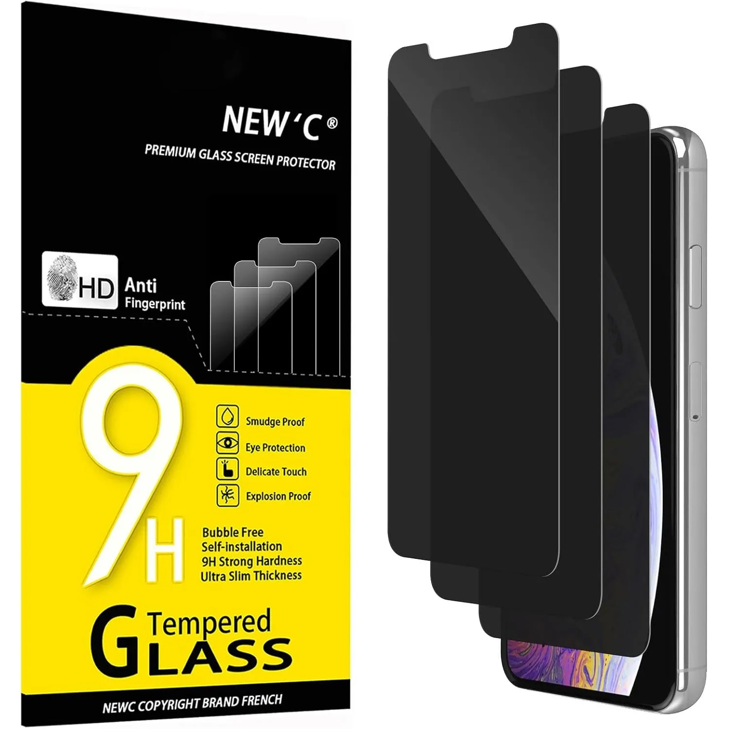 NEW'C Schutzfolie für iPhone 11 Pro Max/XS Max für Panzerglas Sichtschutz