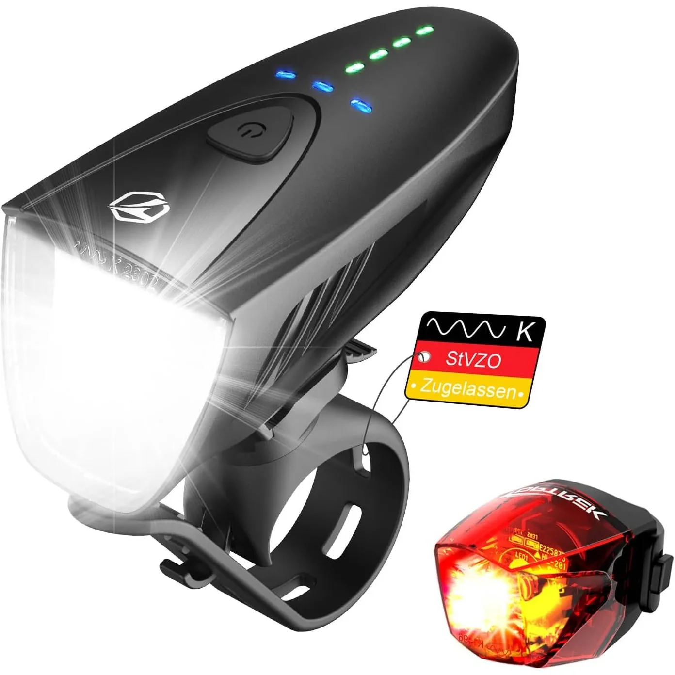 toptrek Fahrradlicht Set 100LUX, Fahrradbeleuchtung Set USB Aufladbar, Fahrradlampe StVZO Zugelassen, Fahrrad Lichter L…