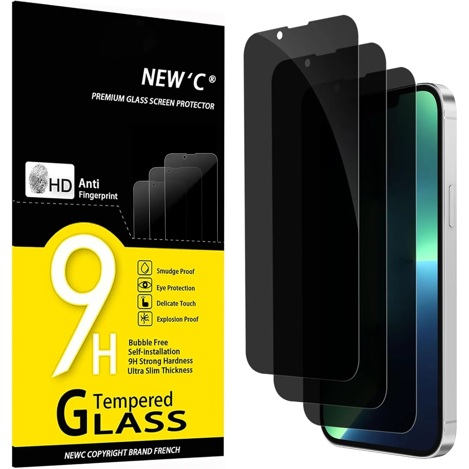 NEW'C Schutzfolie für iPhone 14 Plus/13 Pro Max für Panzerglas Sichtschutz